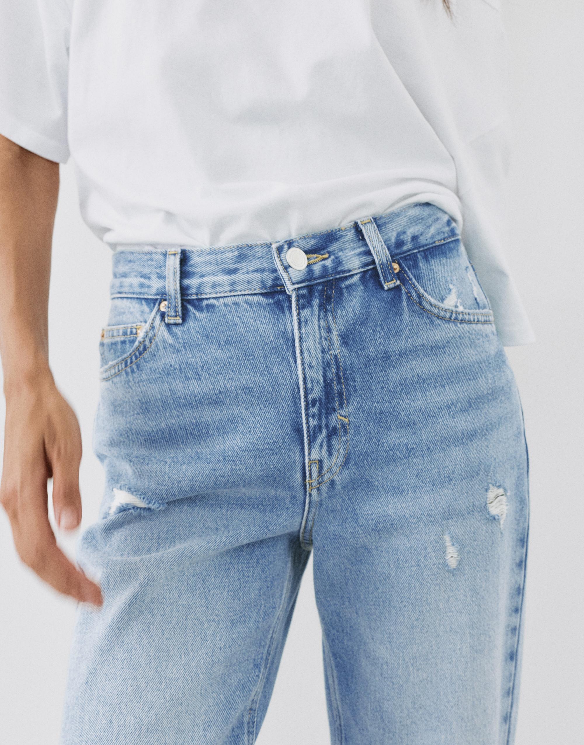 Ripped mom fit jeans — Indigo