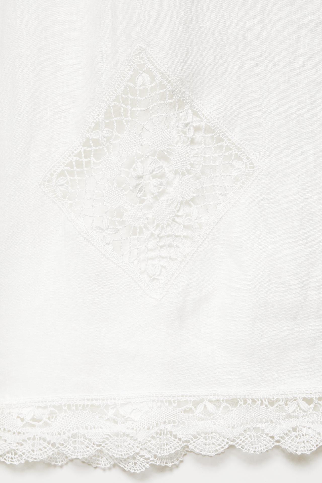 100% linen Encaixe de Camariñas x Pull&Bear trousers — Off white