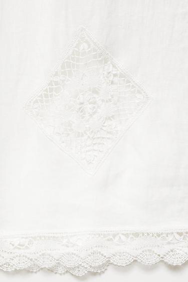 100% linen Encaixe de Camariñas x Pull&Bear trousers — Off white 9