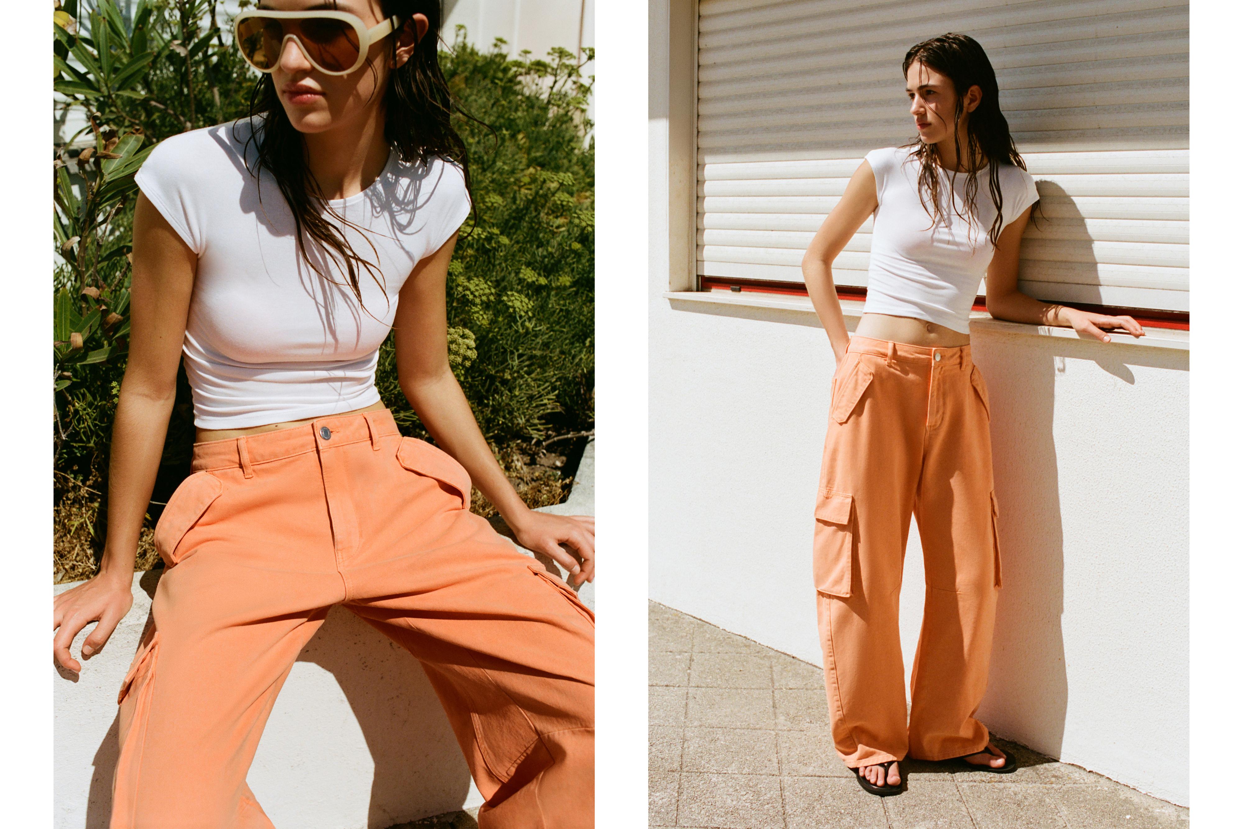 Balloon fit cargo trousers — Orange
