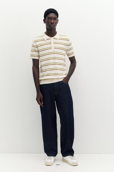 Short sleeve striped polo shirt — Sand 4