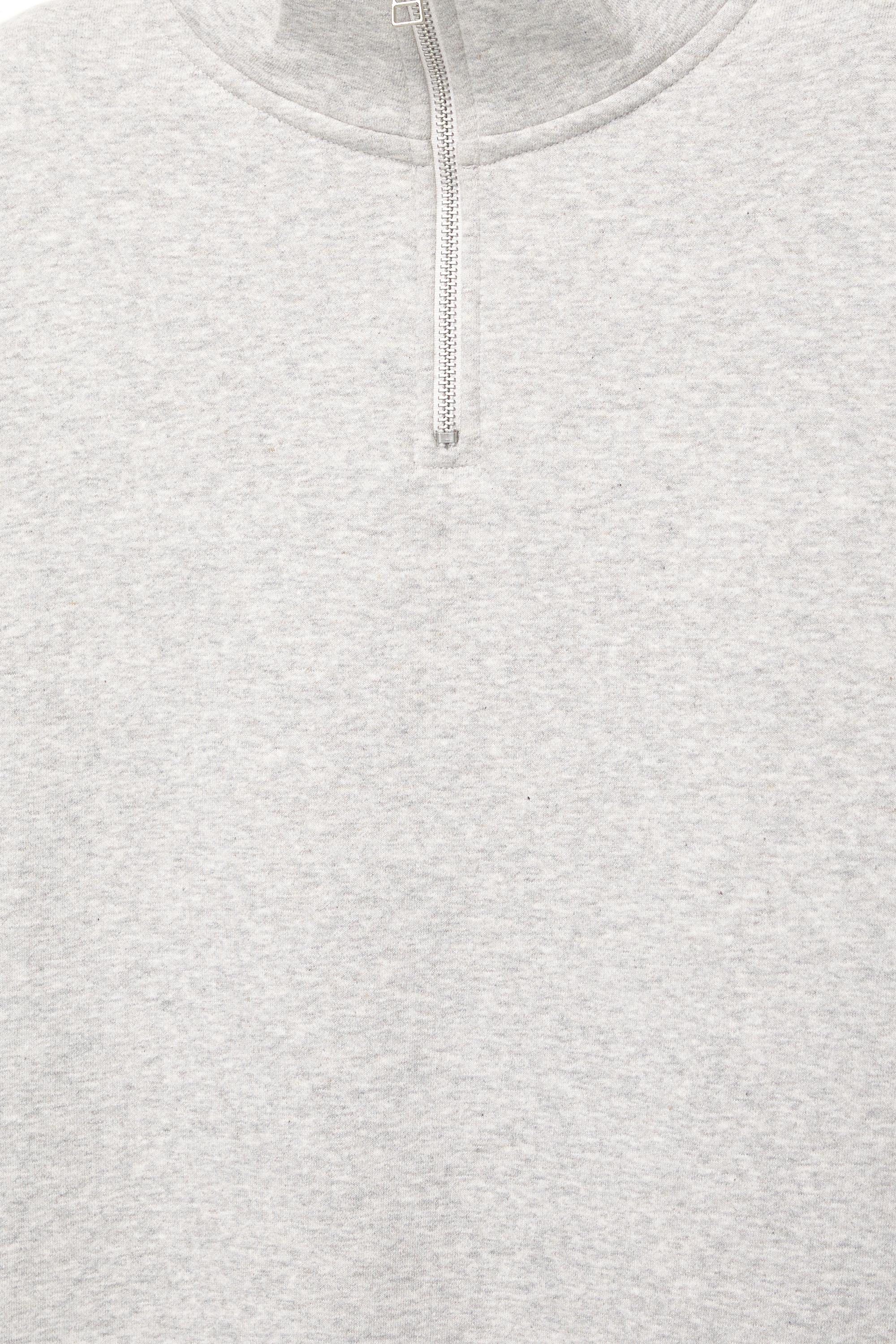 Basic quarter-zip sweatshirt — Grey marl