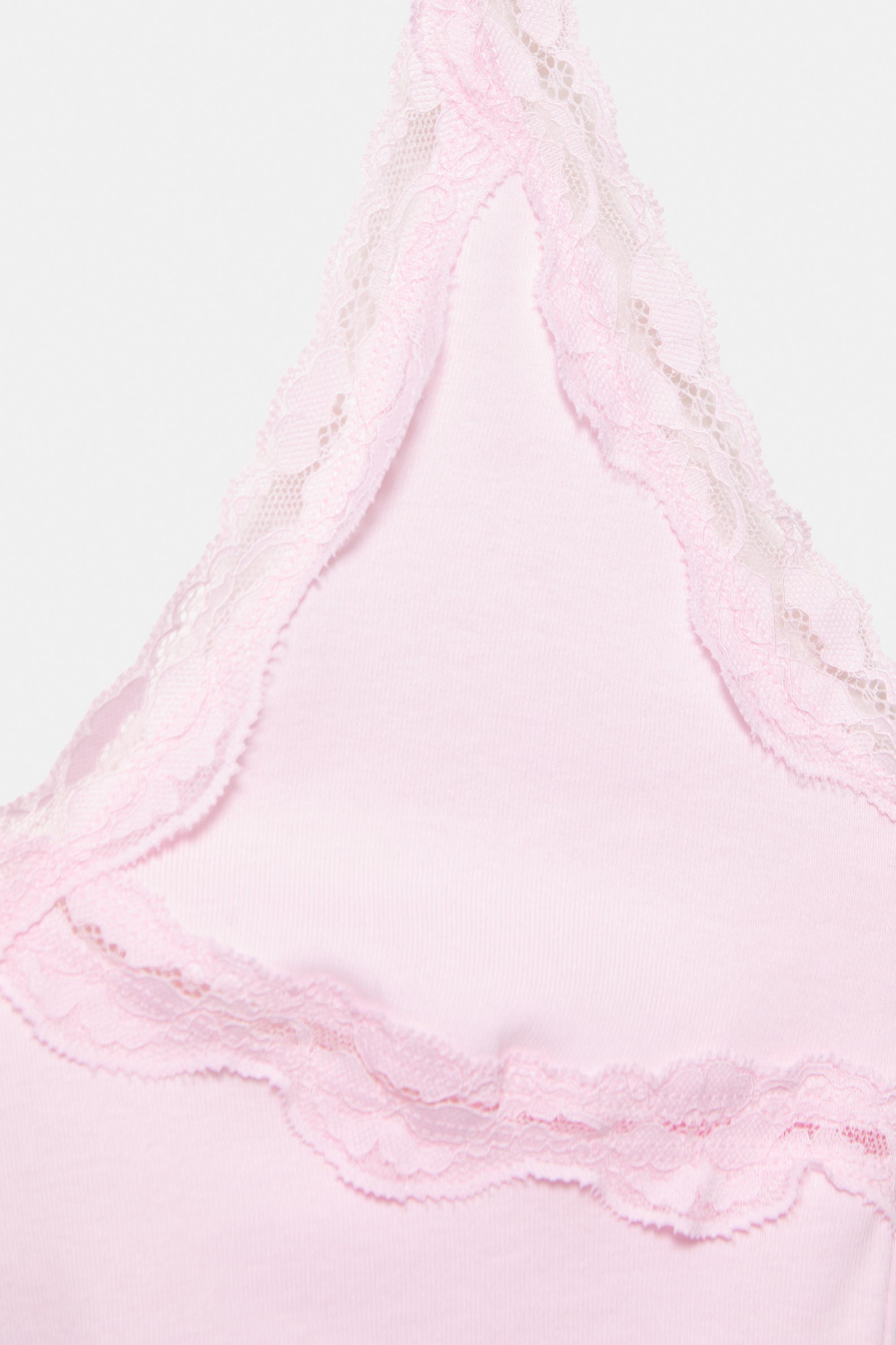 Lace-trimmed halter top — Pink