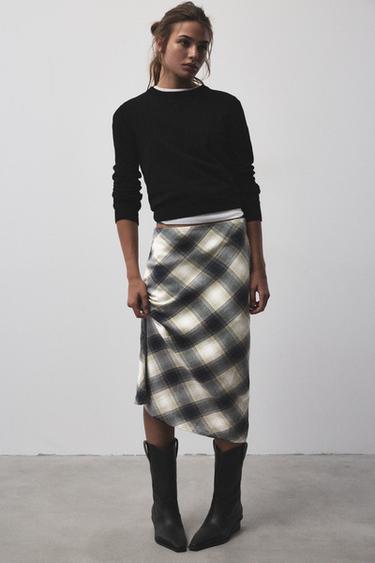 Check midi skirt — White/Black 2