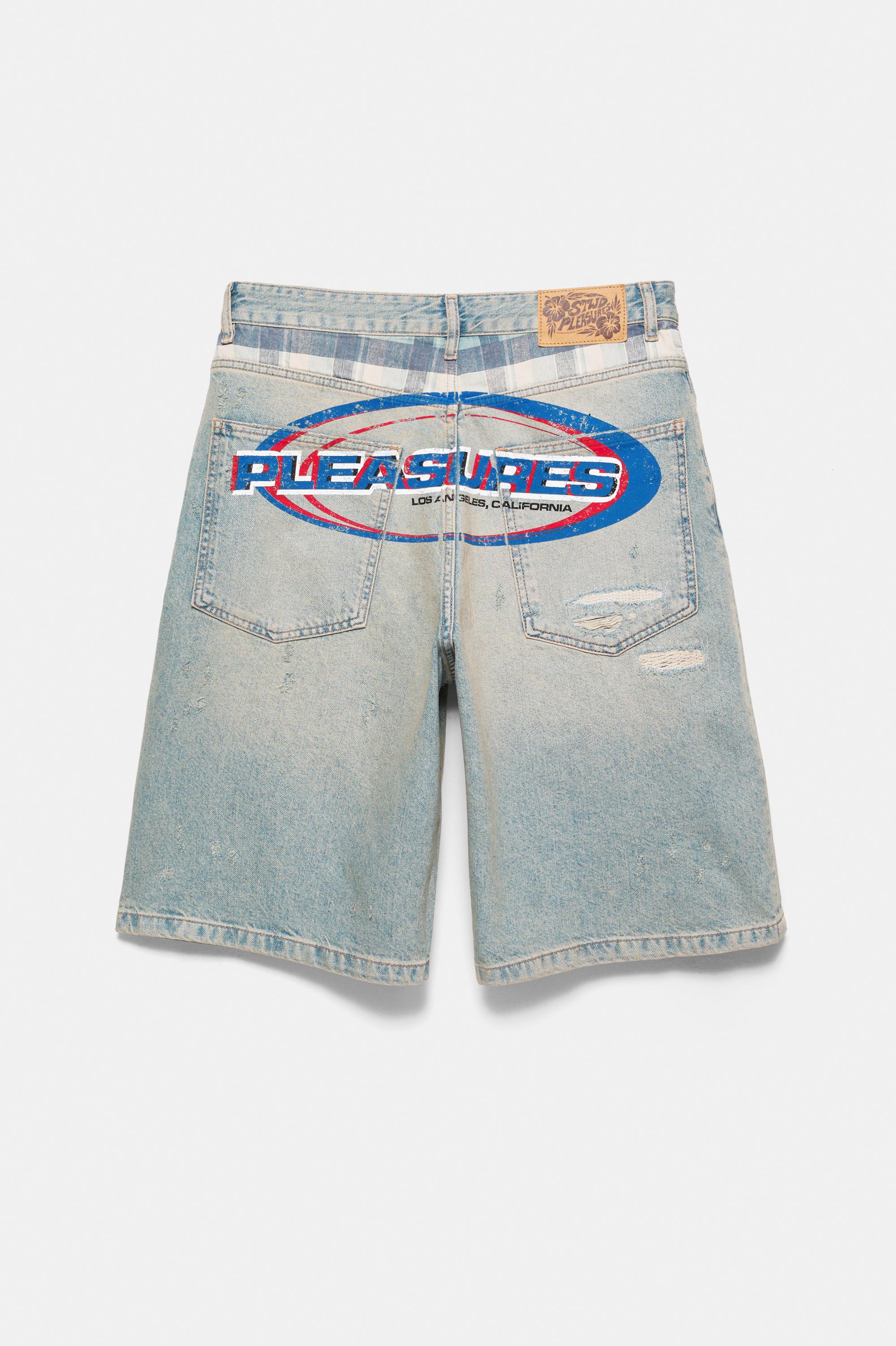 Pleasures x STWD skater denim Bermuda shorts — Medium blue