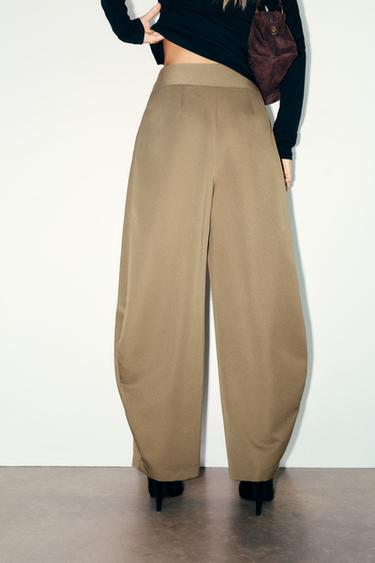 Balloon fit darted trousers — Dark camel 4