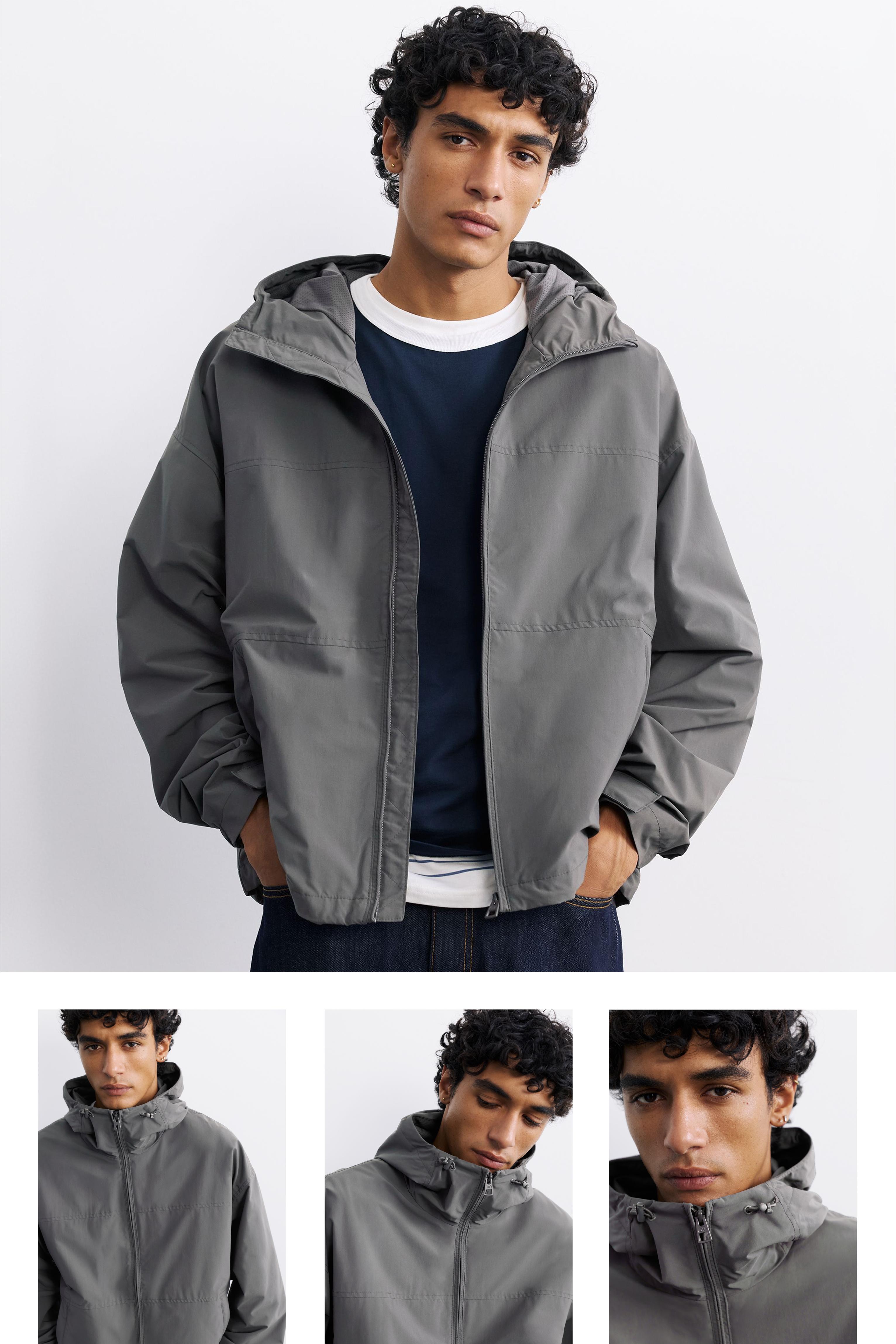 Lightweight hooded raincoat — Anthracite grey