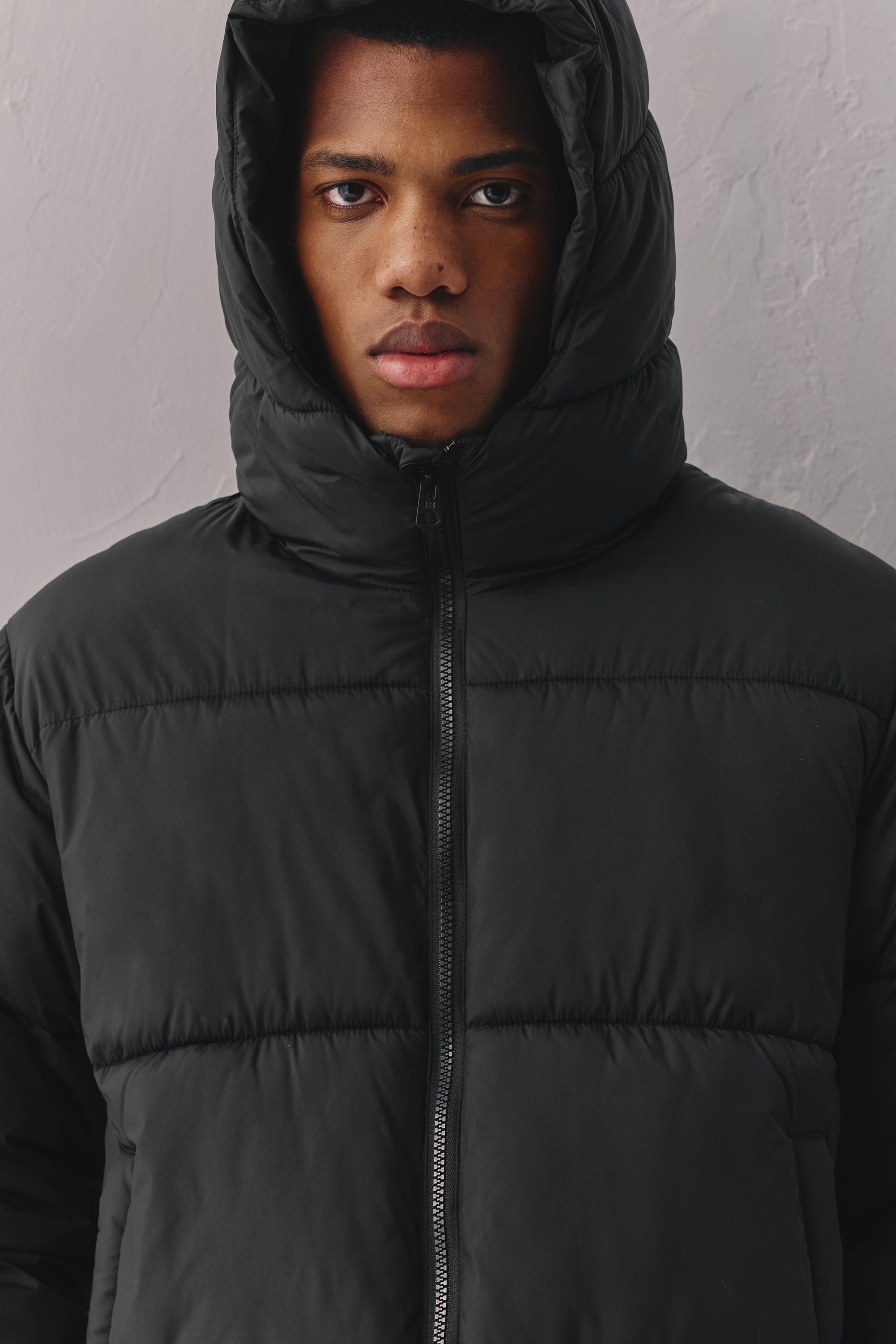 Padded jacket with hood — Black