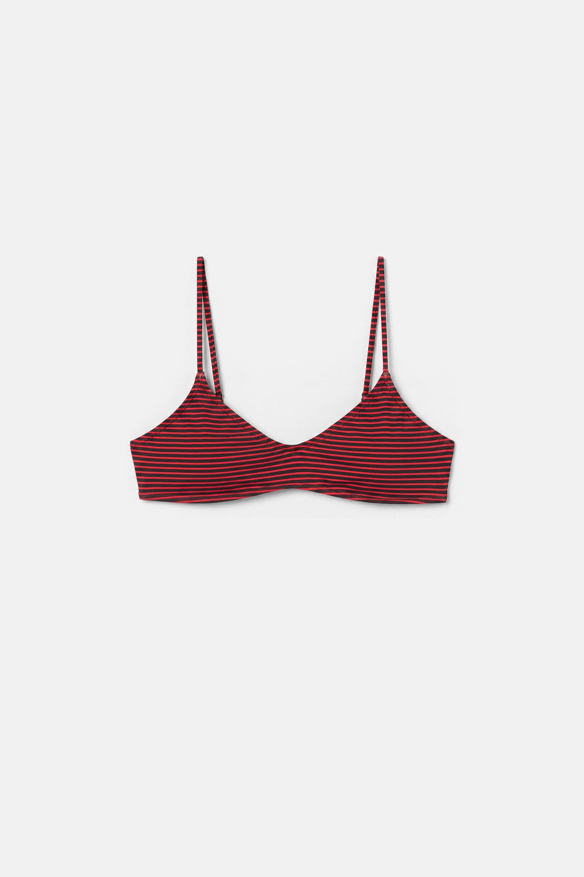 Striped bikini top — Red