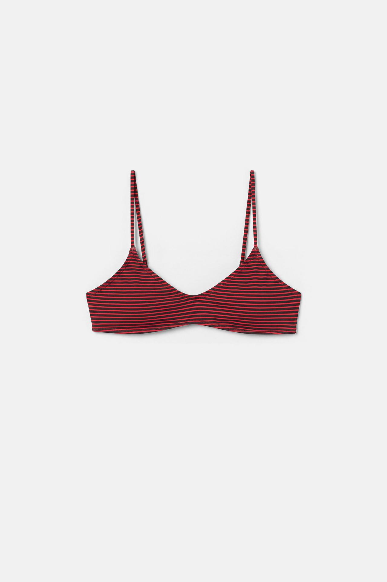 Striped bikini top — Red