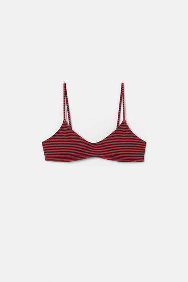 Striped bikini top — Red 5