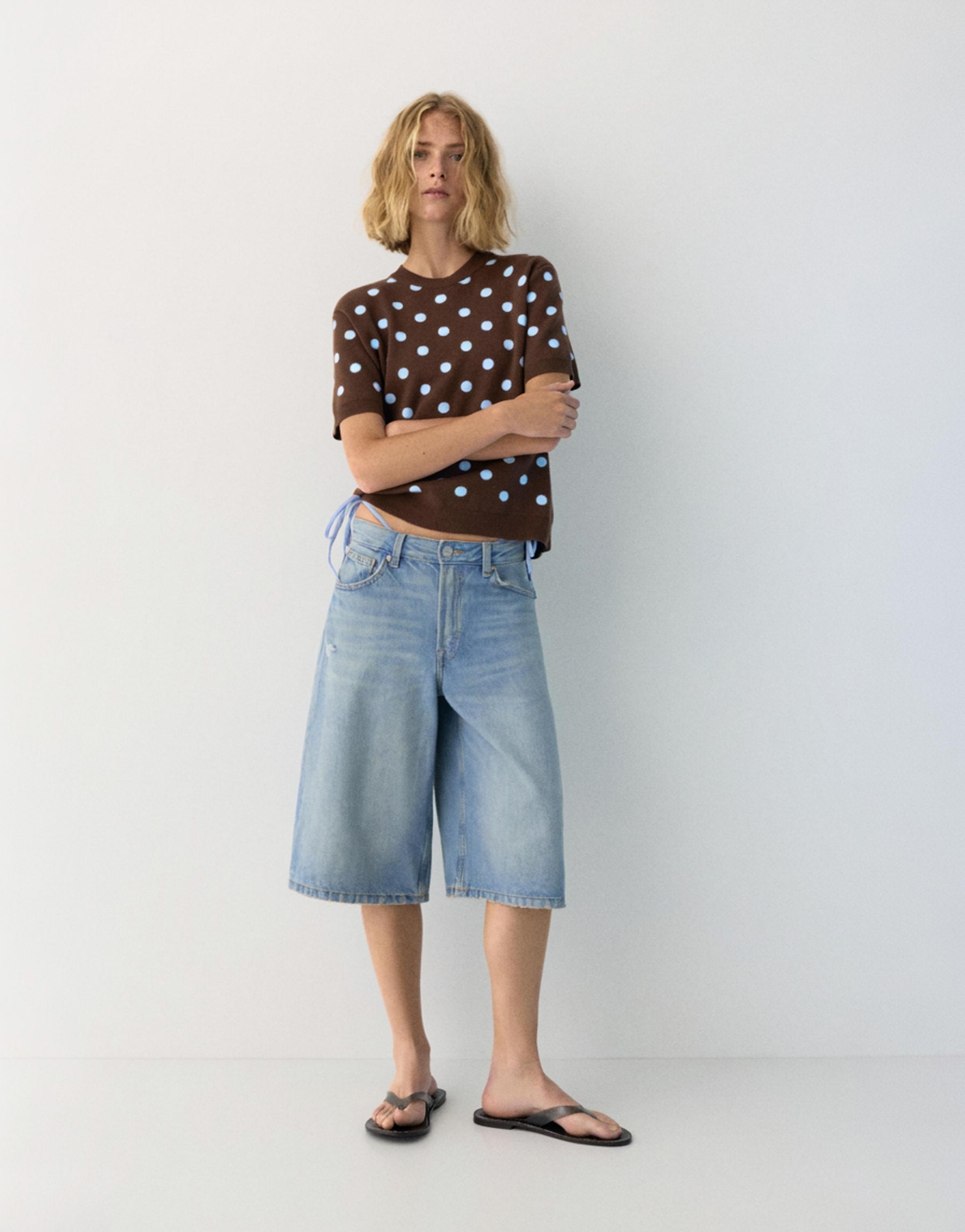 Puantiye desenli kısa kollu top - Görsel 11