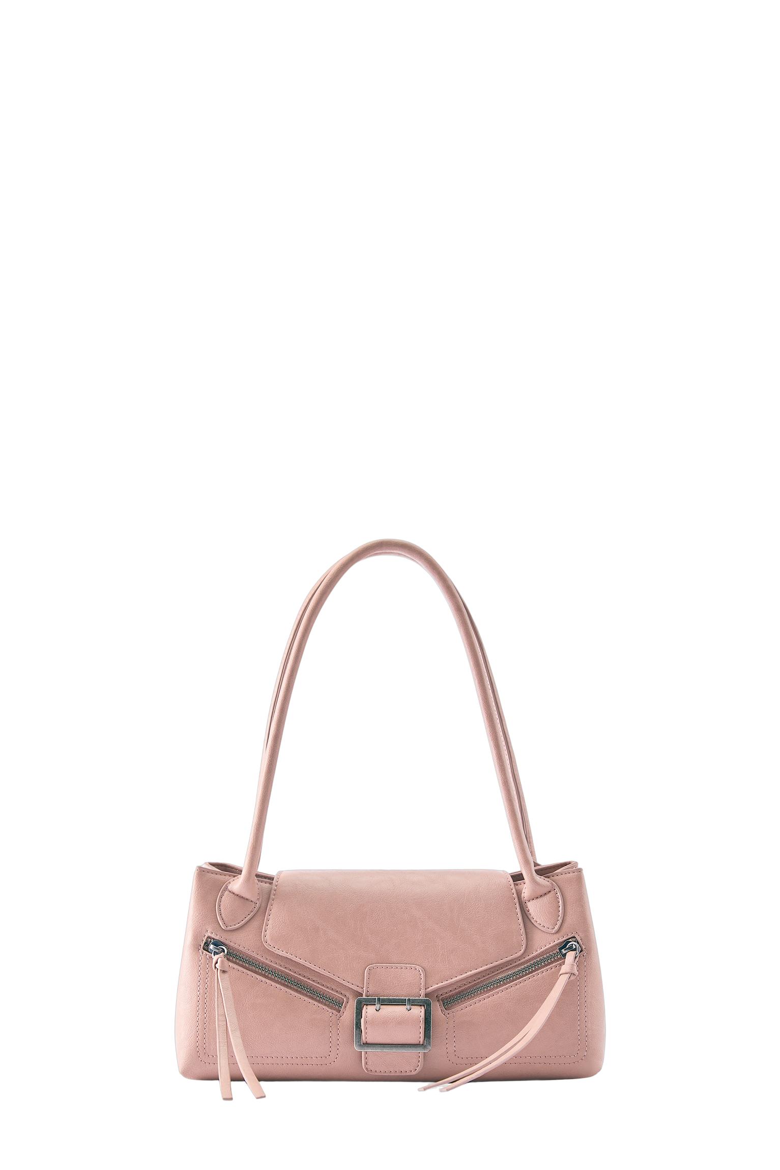Buckle and zip shoulder bag — Pink