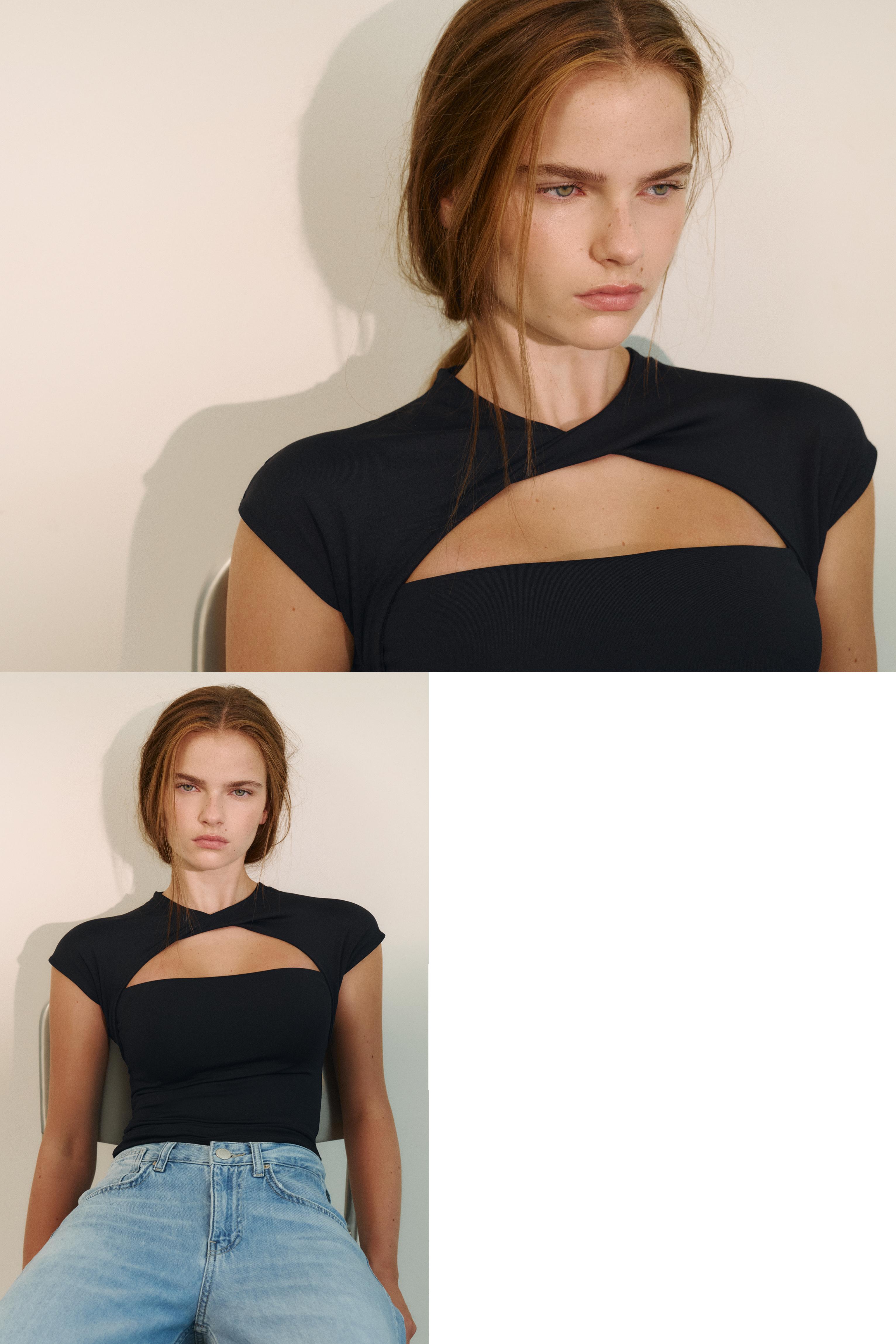 Cut-out T-shirt — Black