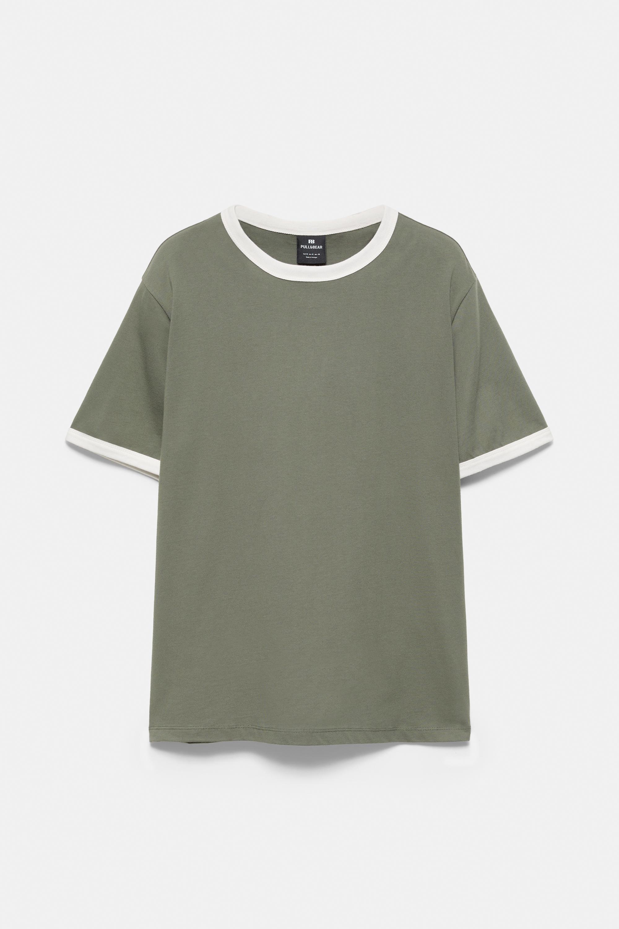 Contrast trim T-shirt — Khaki