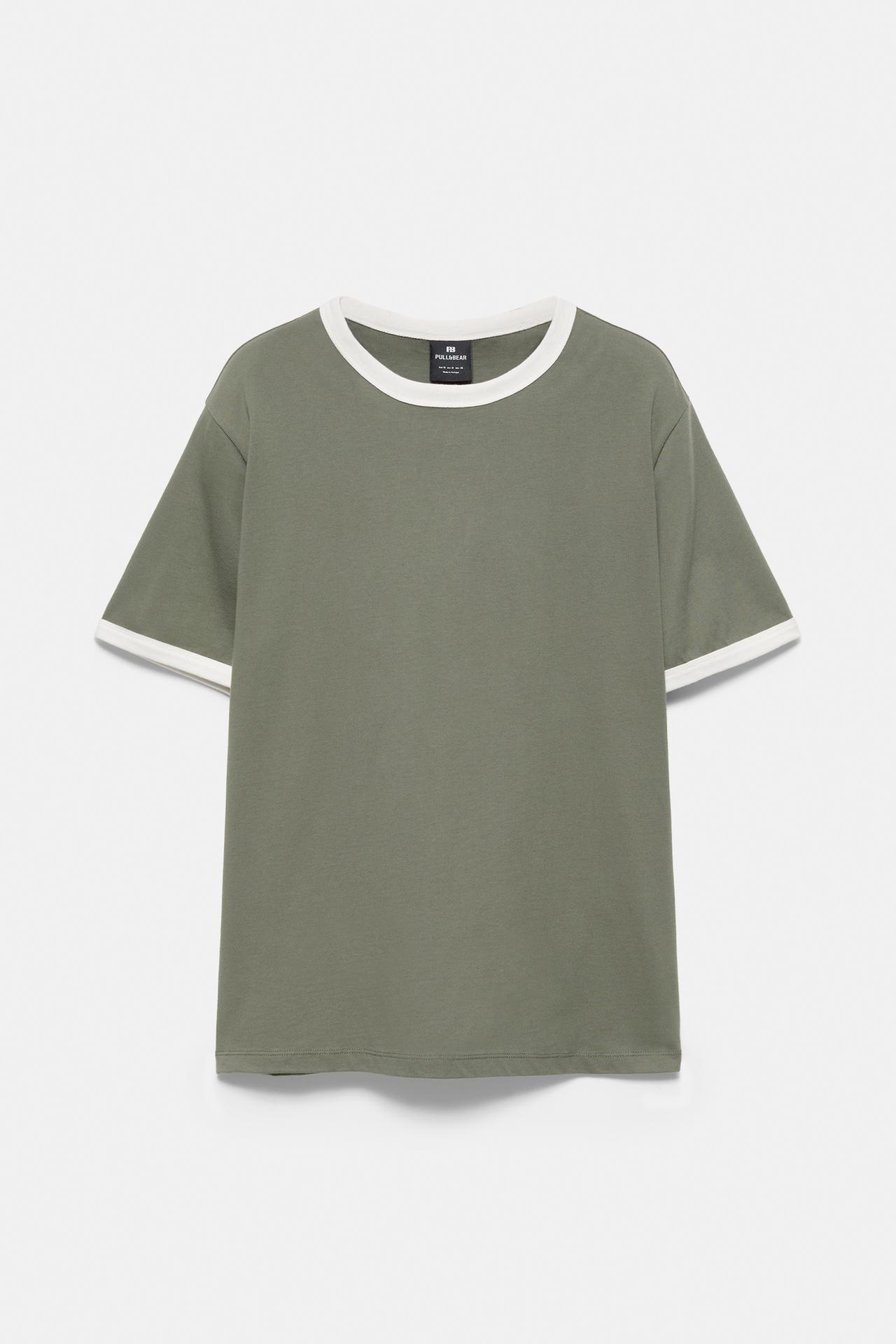 Contrast trim T-shirt — Khaki
