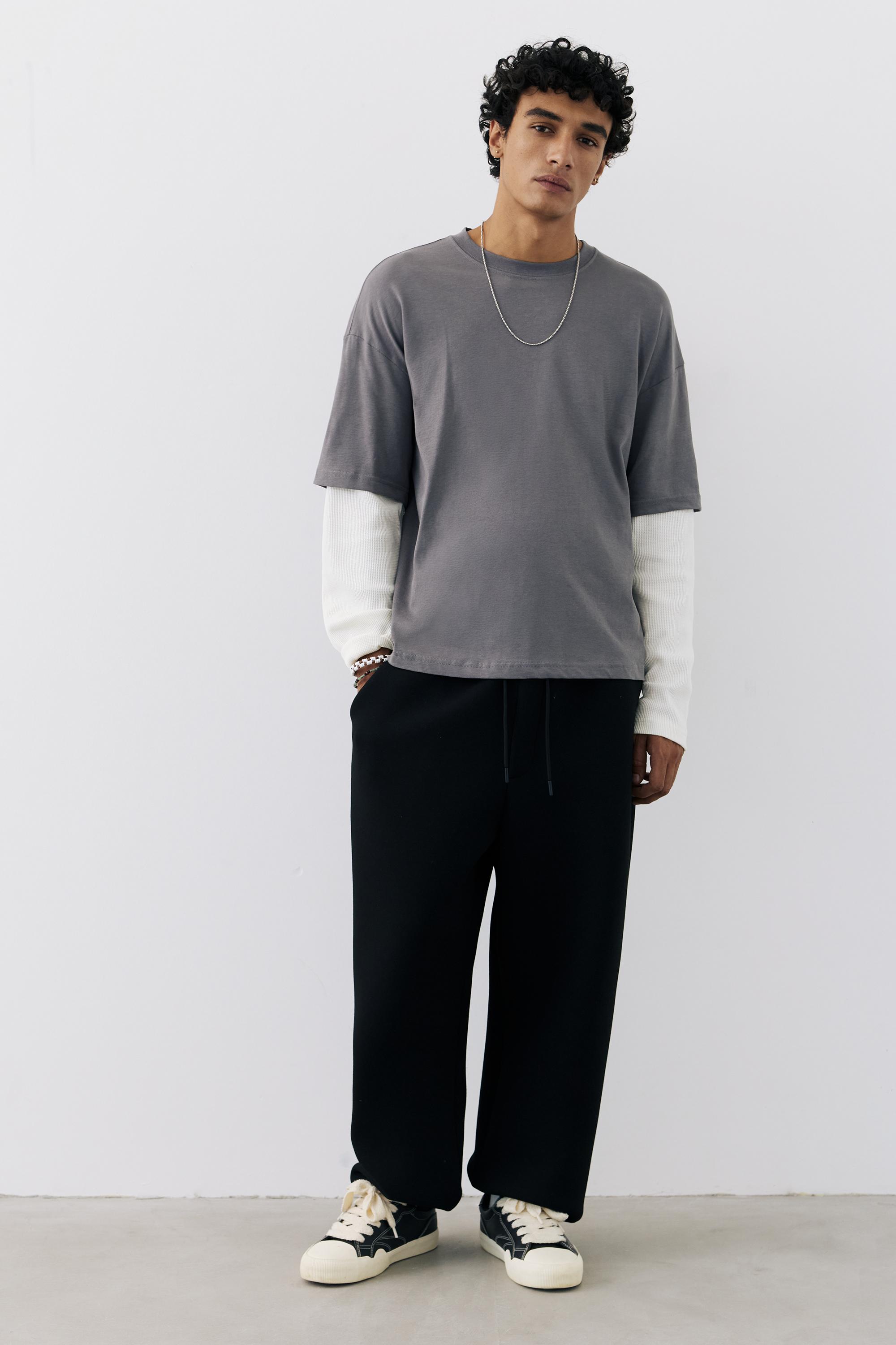 Double-layer long sleeve T-shirt — Anthracite grey