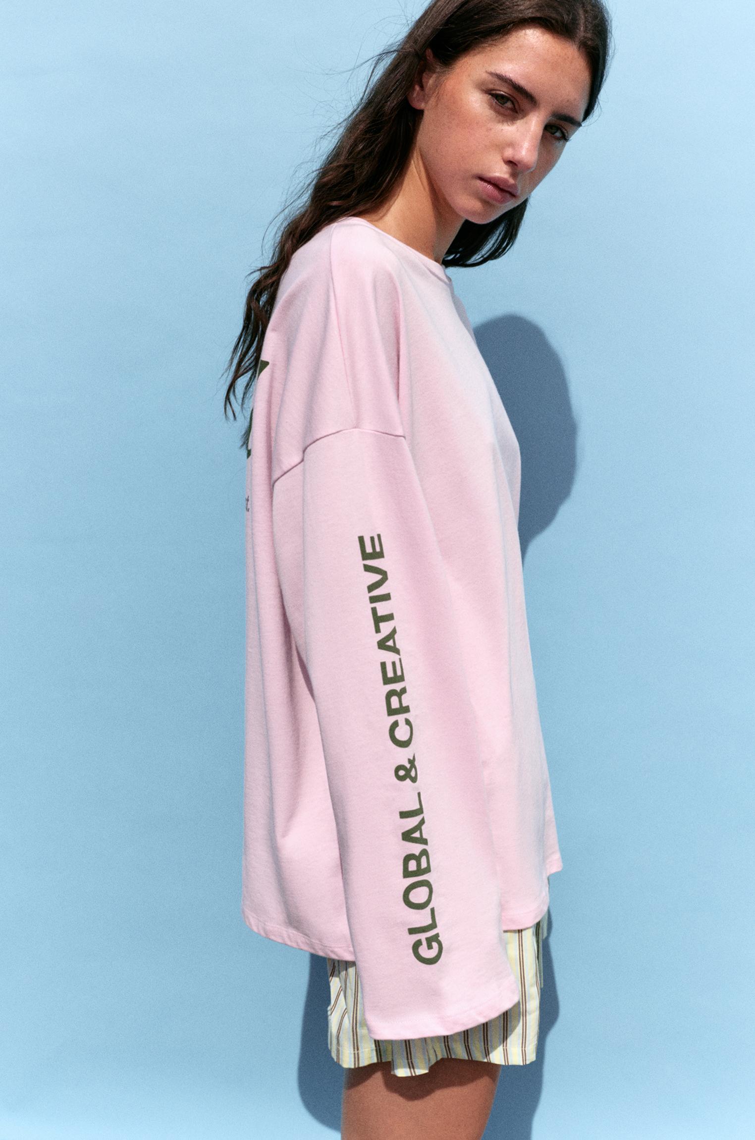 Long sleeve STWD T-shirt — Pink/White