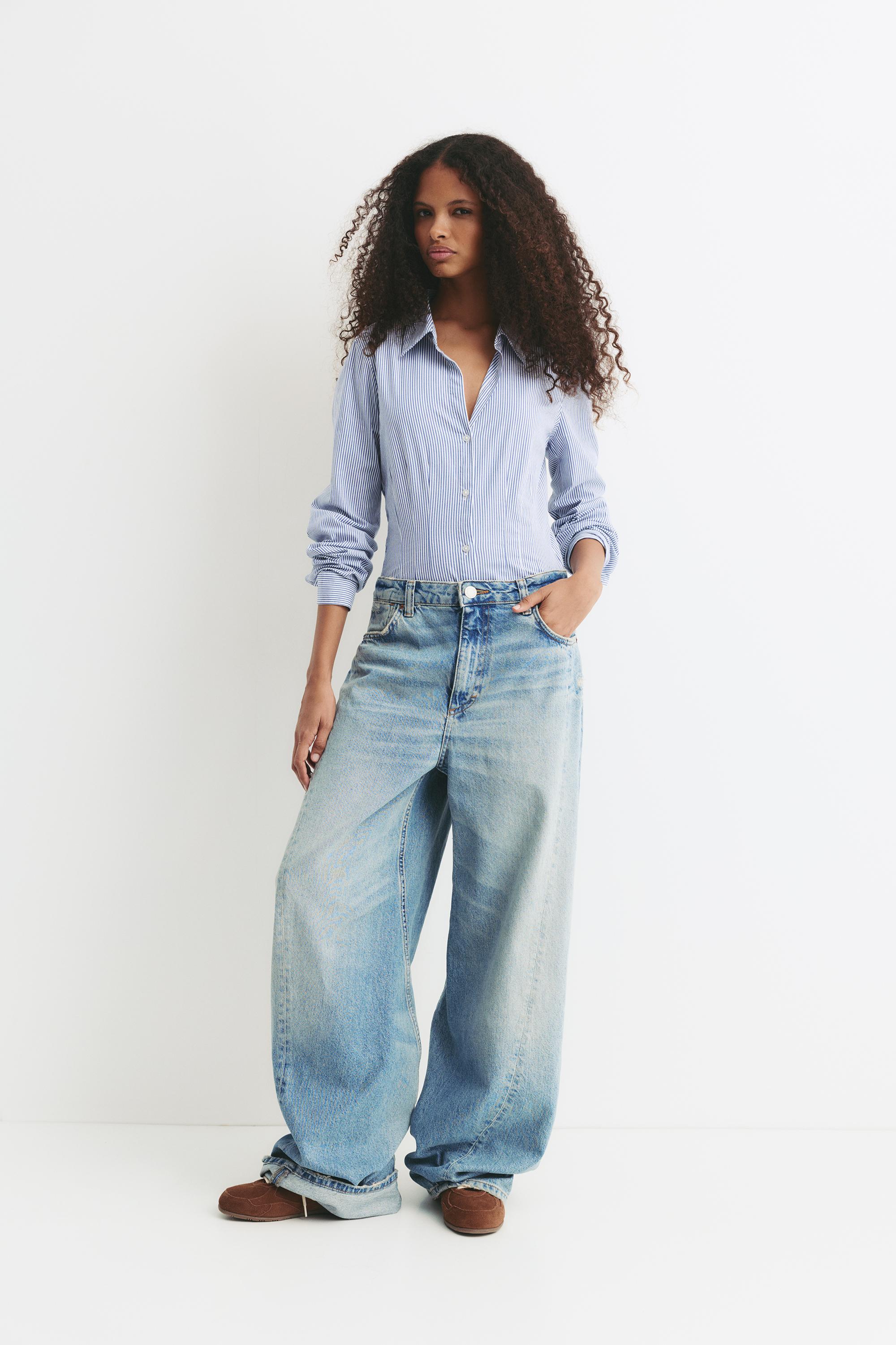 Poplin yırtmaçlı dar kesim gömlek - Görsel 93