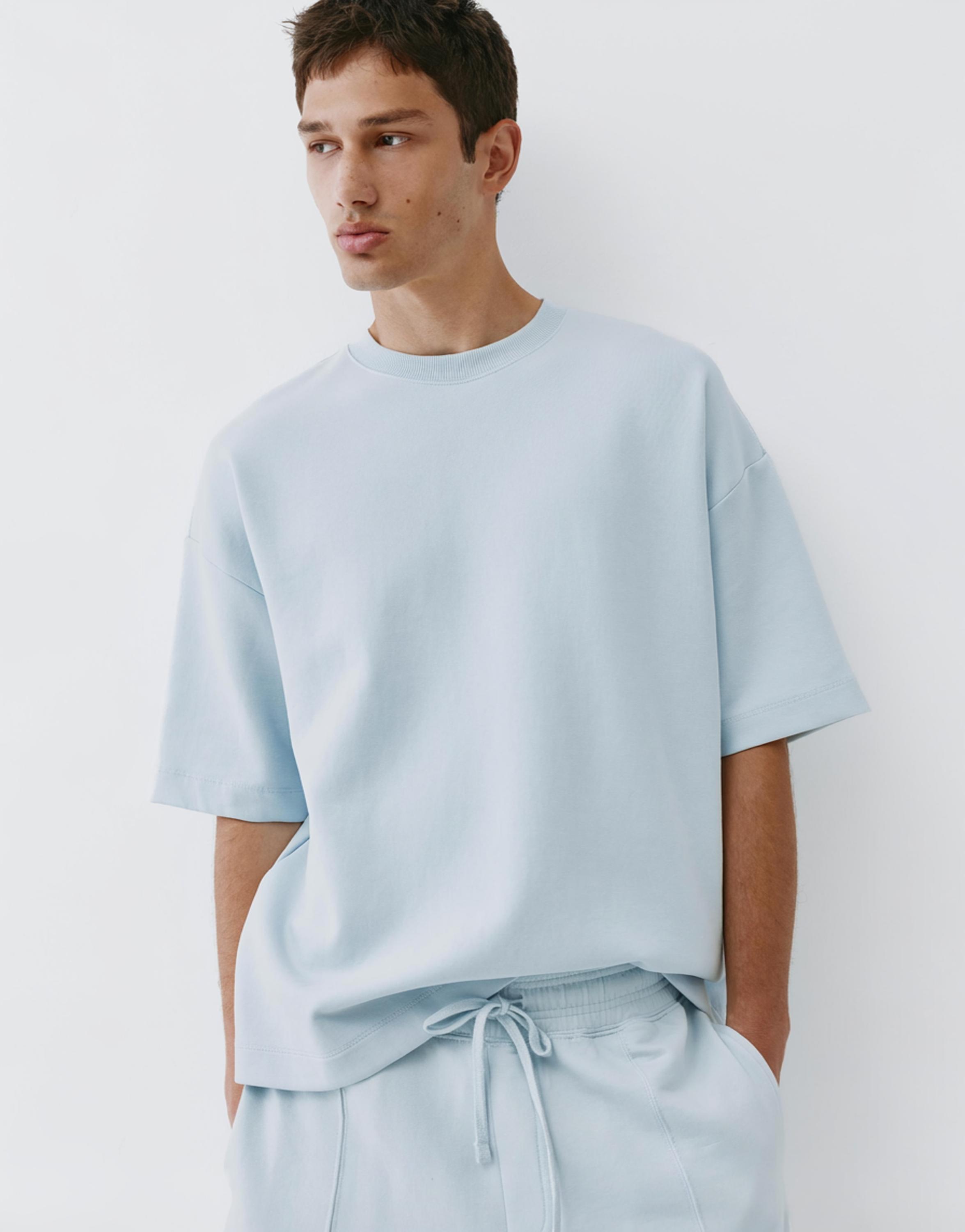 Interlock short sleeve sweatshirt — Sky blue