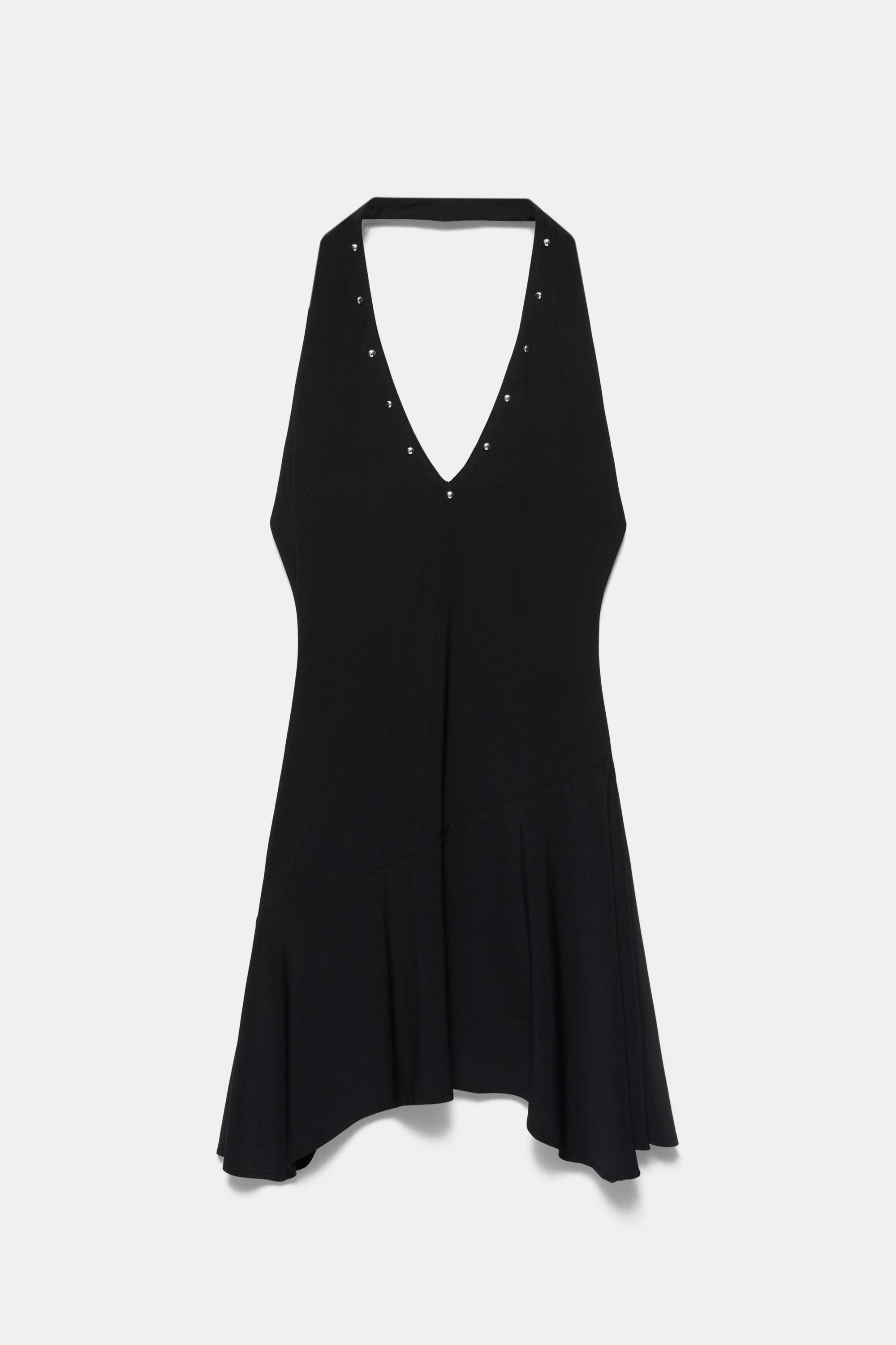 Short studded halter dress — Black