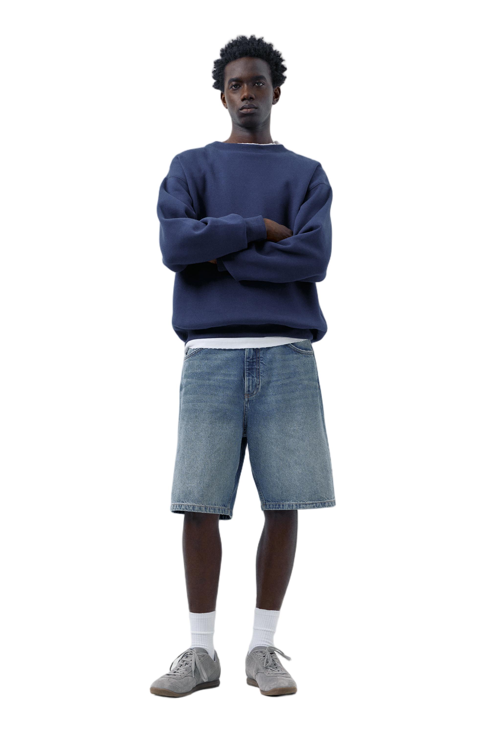 Baggy denim bermuda - Görsel 4