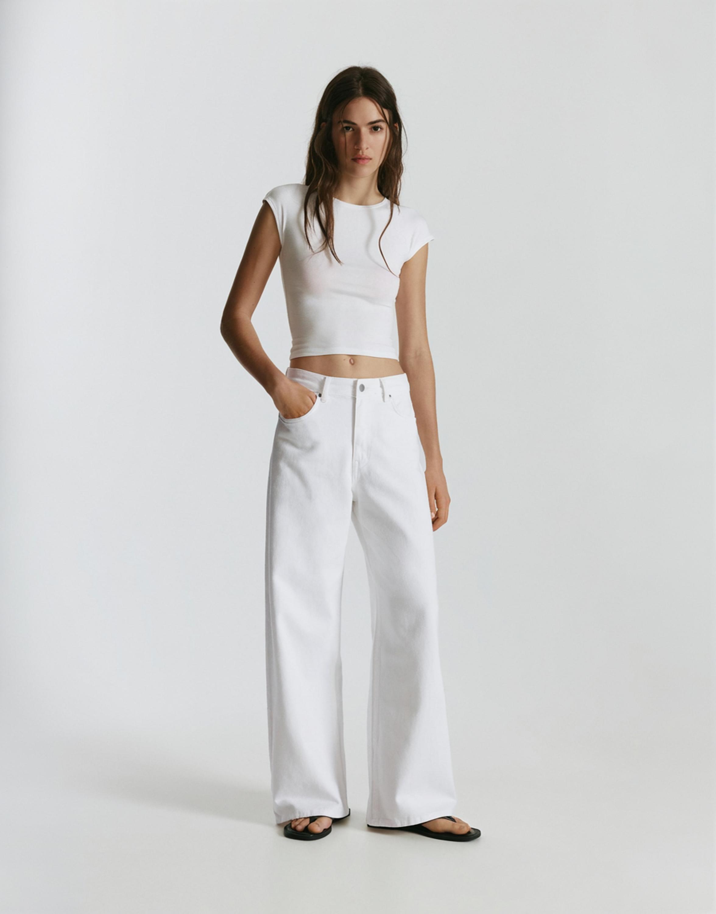 Mid-waist baggy jeans — White