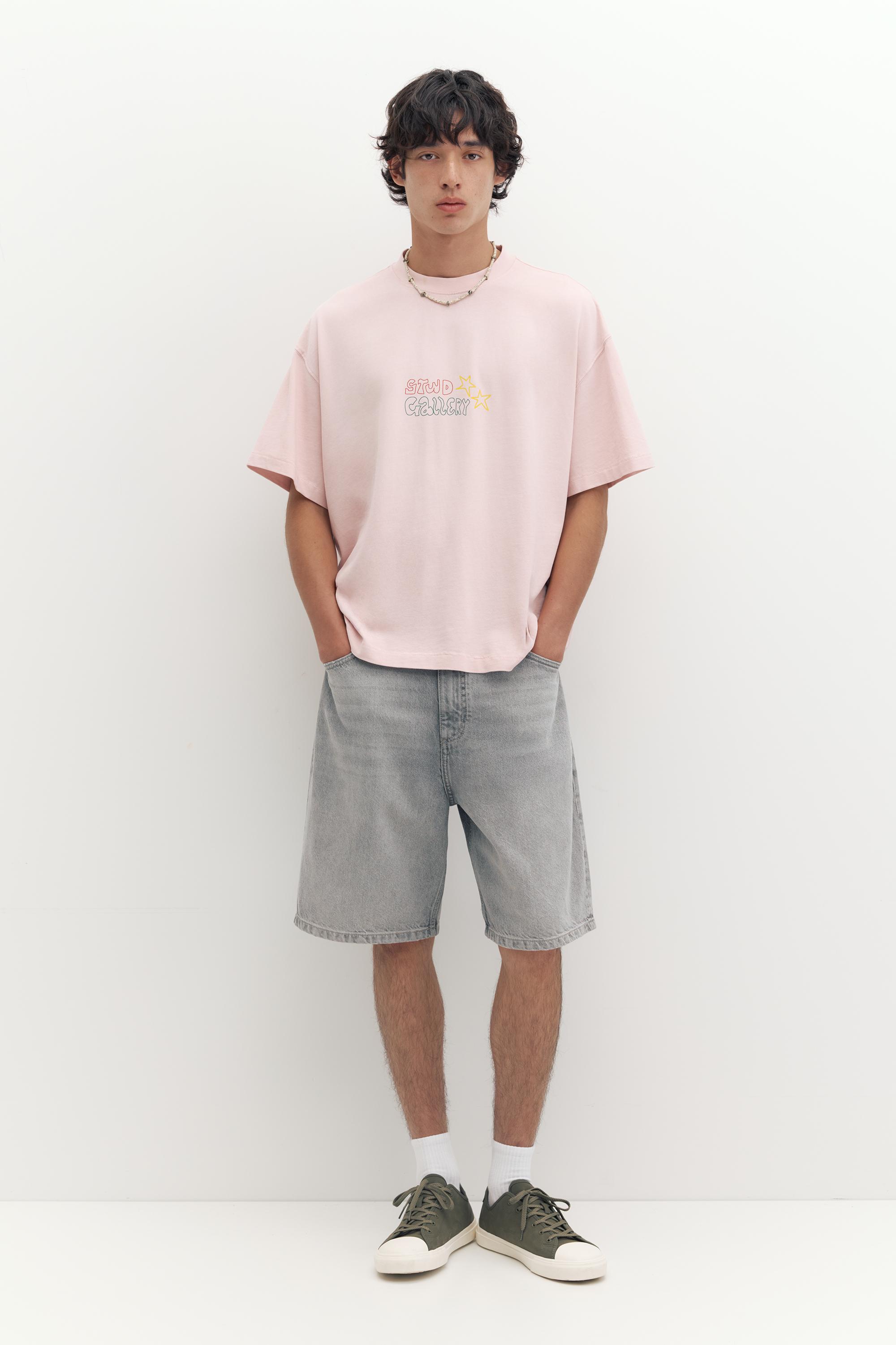 Baggy denim Bermuda shorts — Dark grey