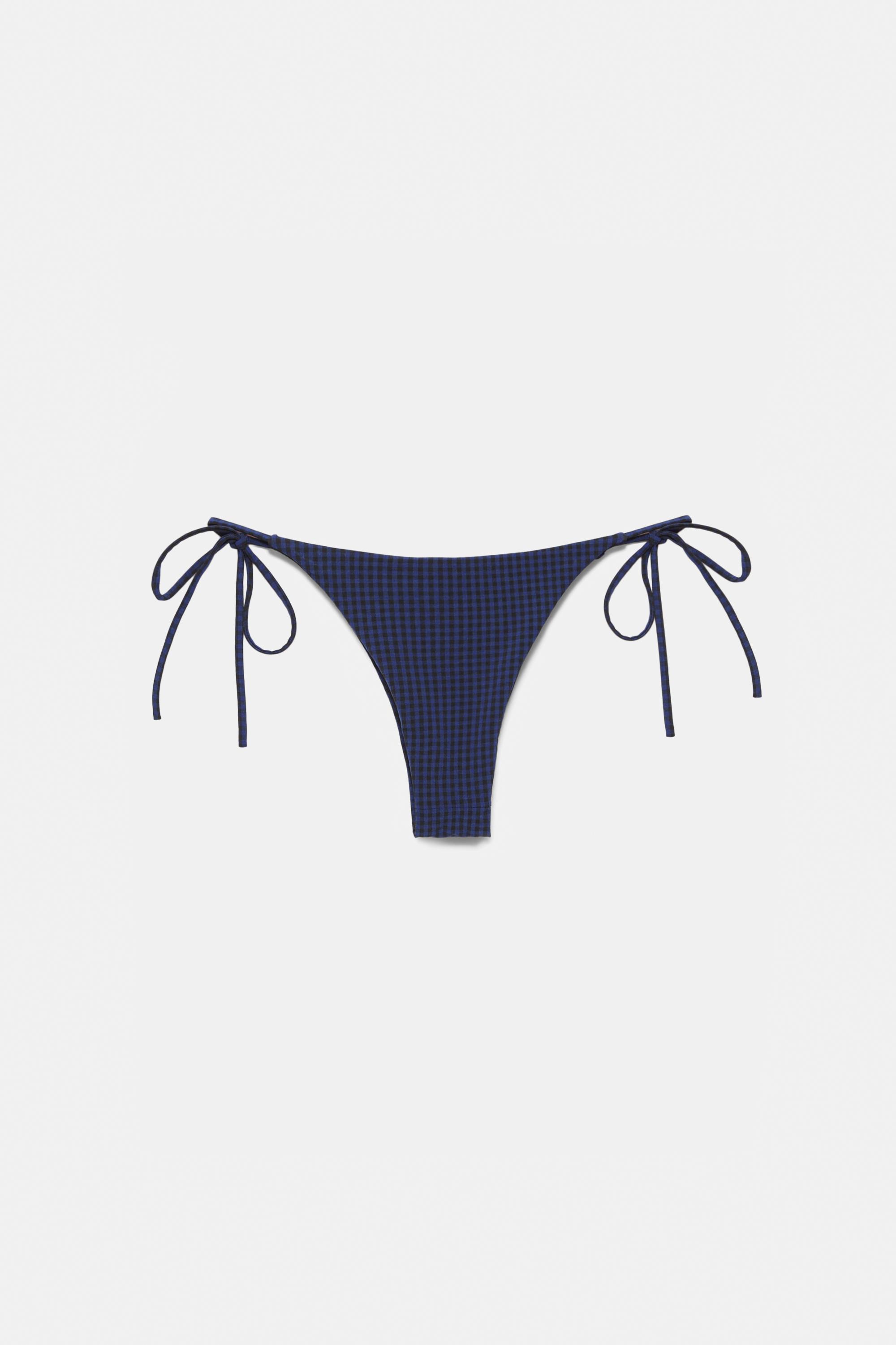 Gingham bikini bottoms — Blue