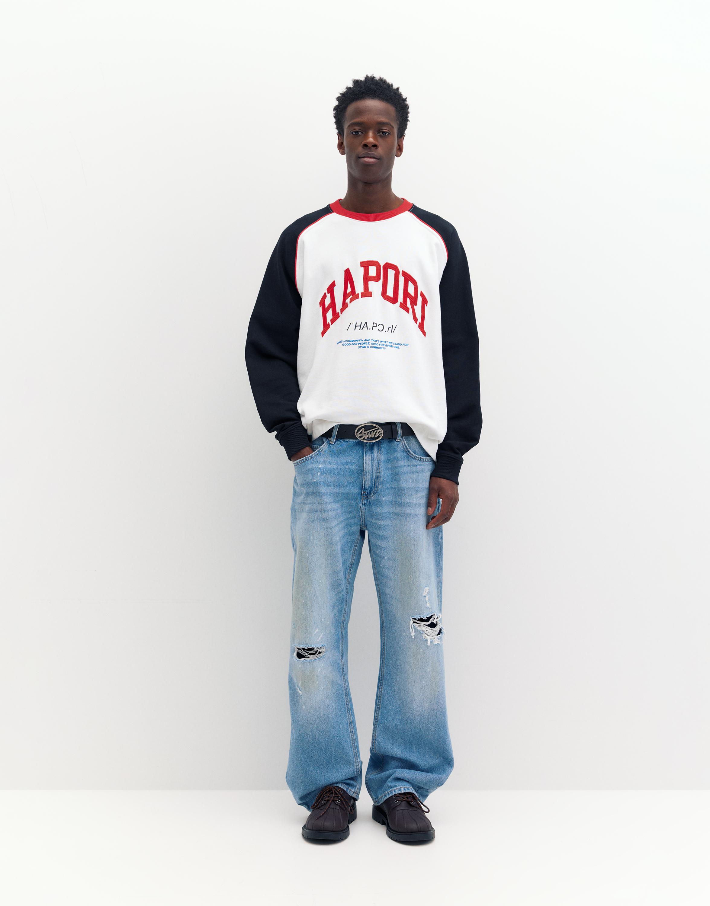 Ripped slim fit bootcut jeans — Pale indigo