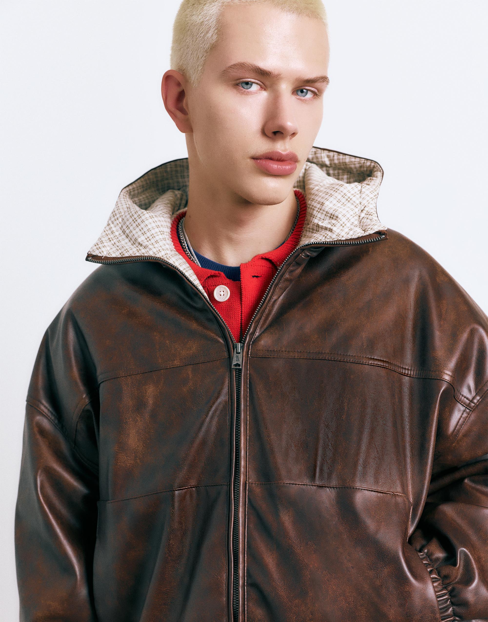 Eskitme suni deri ceket - Görsel 19