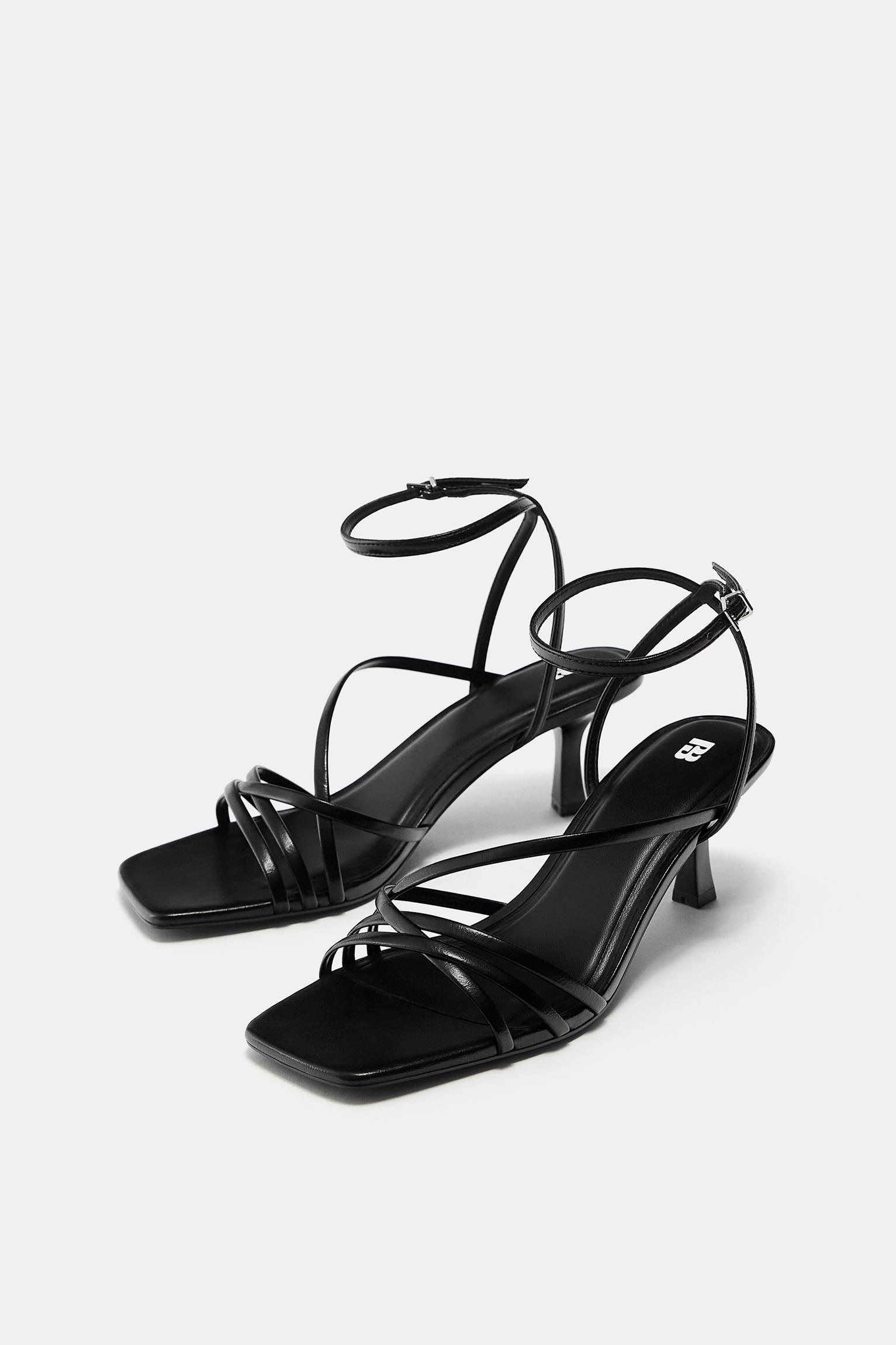 Strappy high-heel sandals — Black