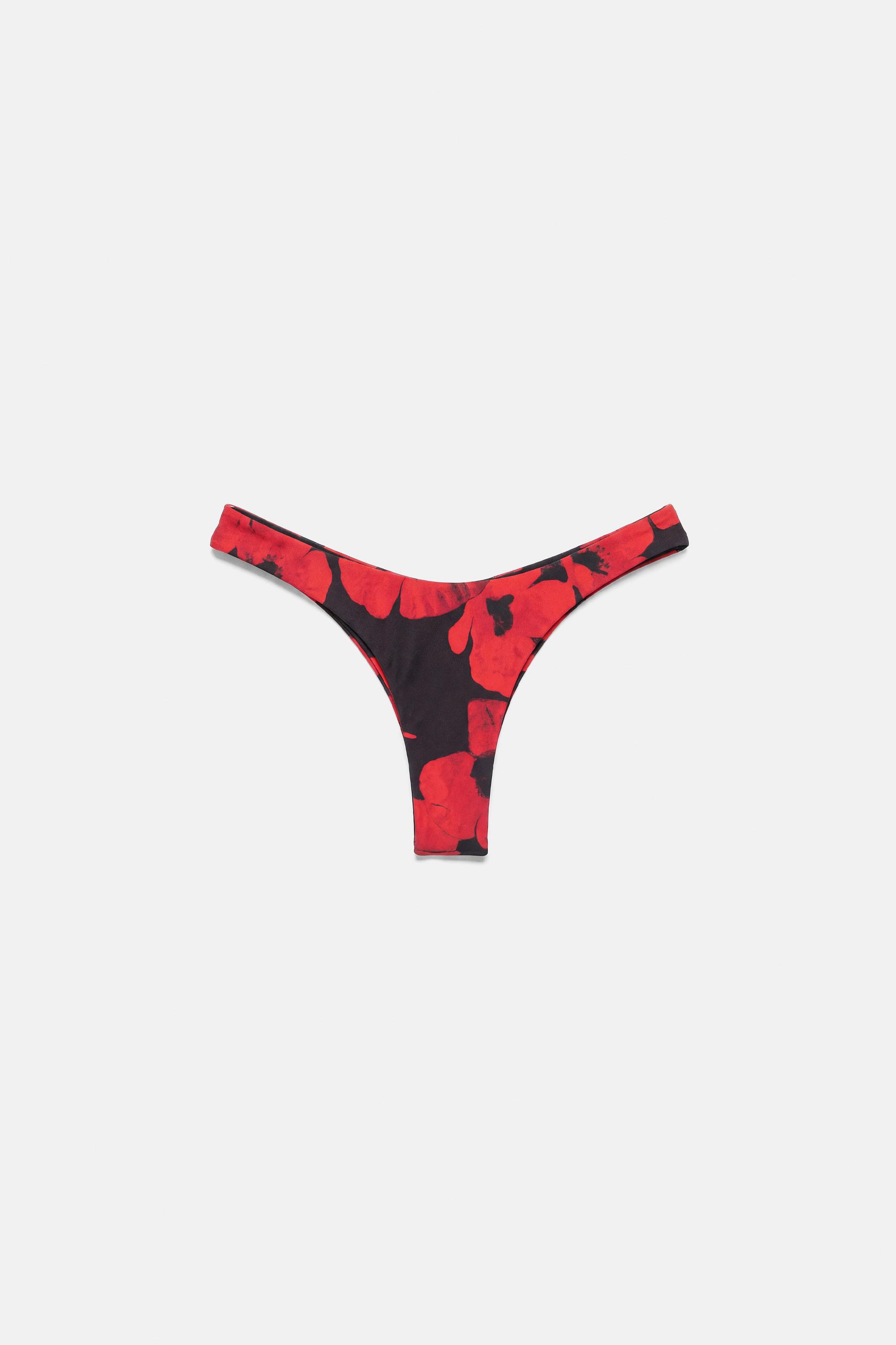 Floral Brazilian bikini bottoms — Red