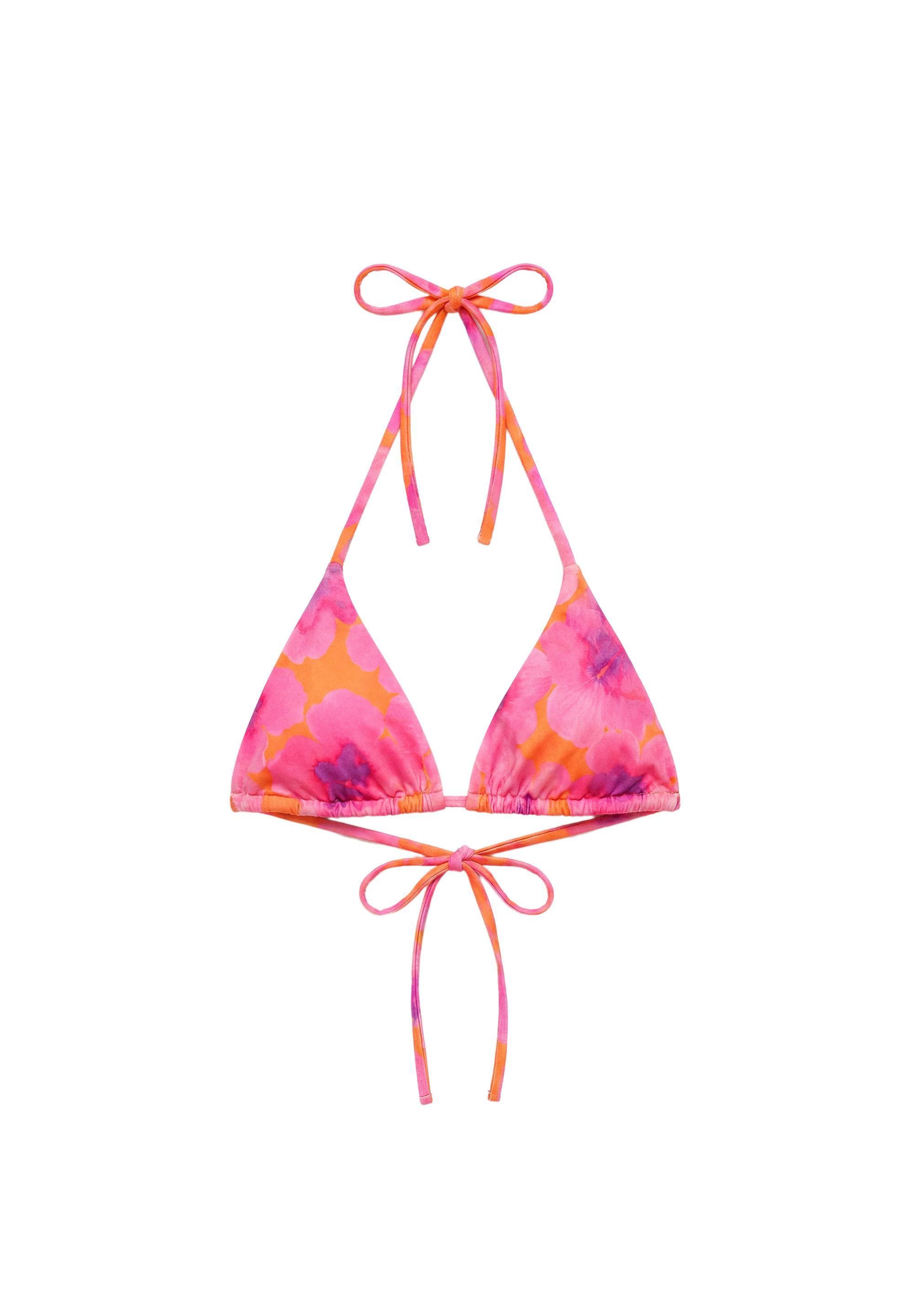 Floral bikini top — Fuchsia