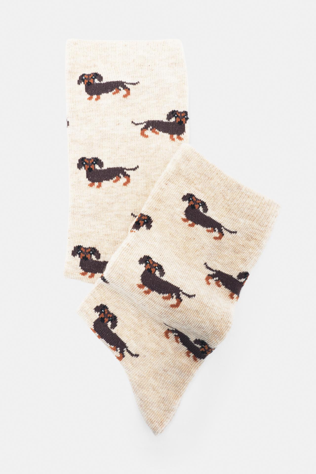 Dachshund graphic socks — Beach sand