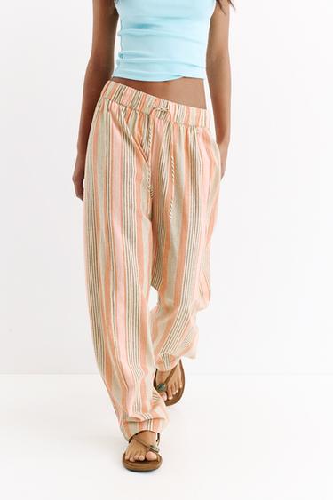 Striped barrel trousers — Salmon 3