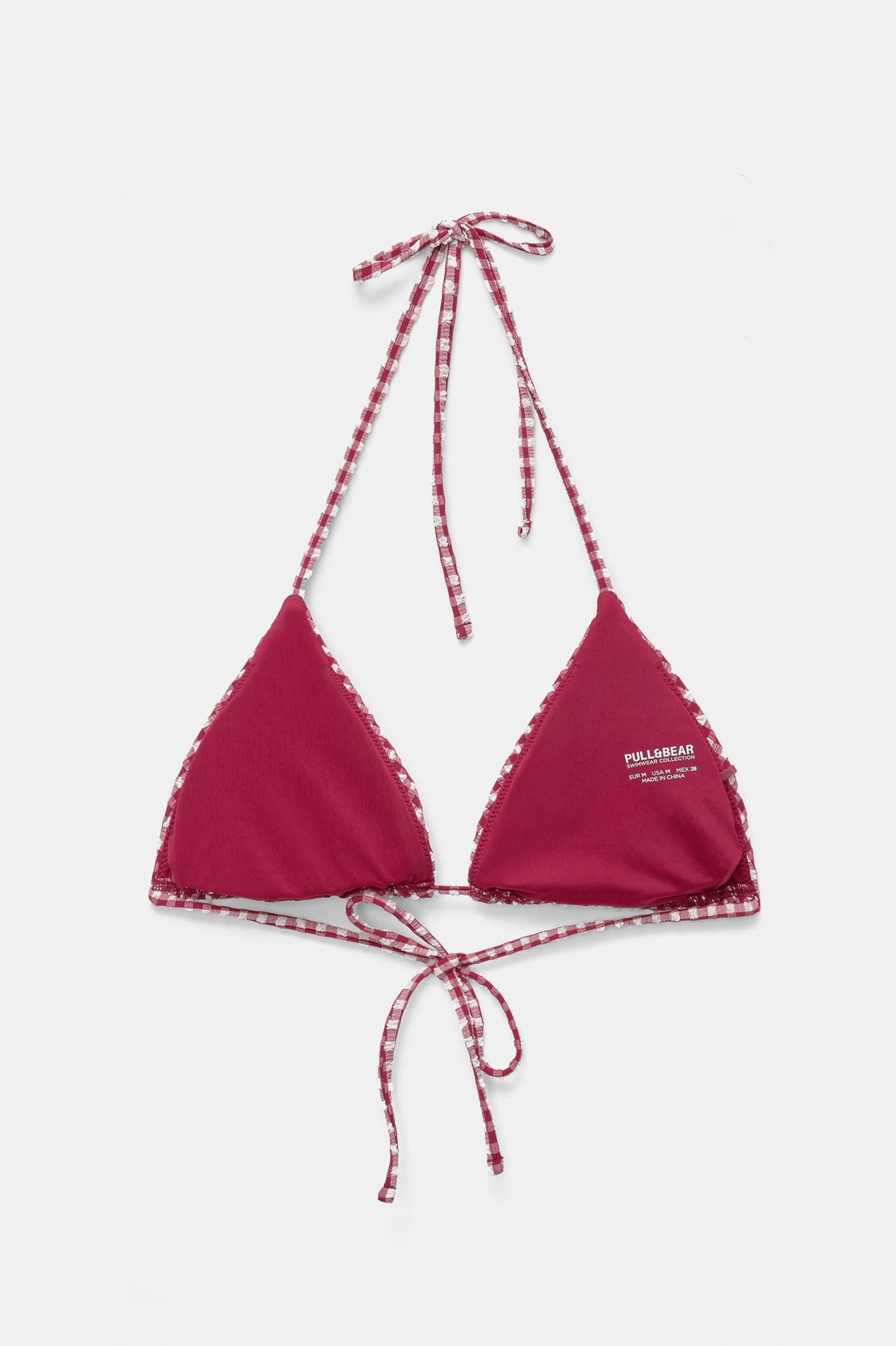 Gingham bikini top — Maroon