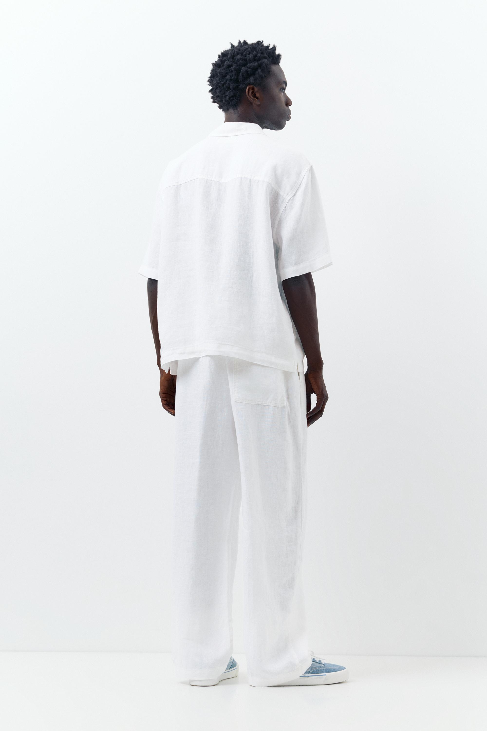 100% linen jogger trousers — White