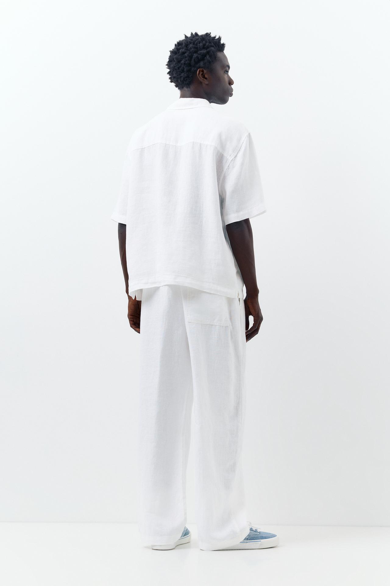 100% linen jogger trousers — White