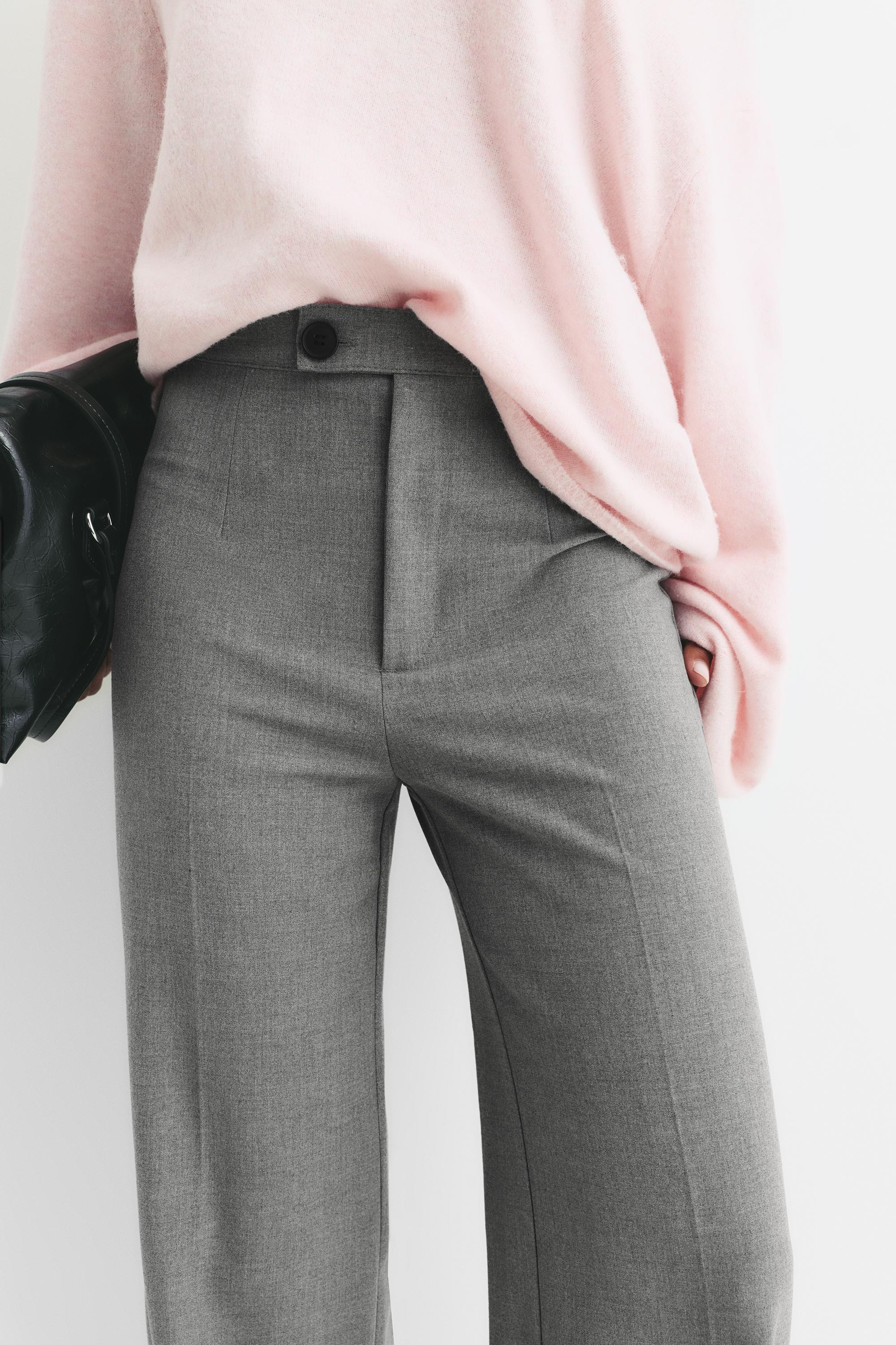 Straight-leg darted trousers — Medium grey