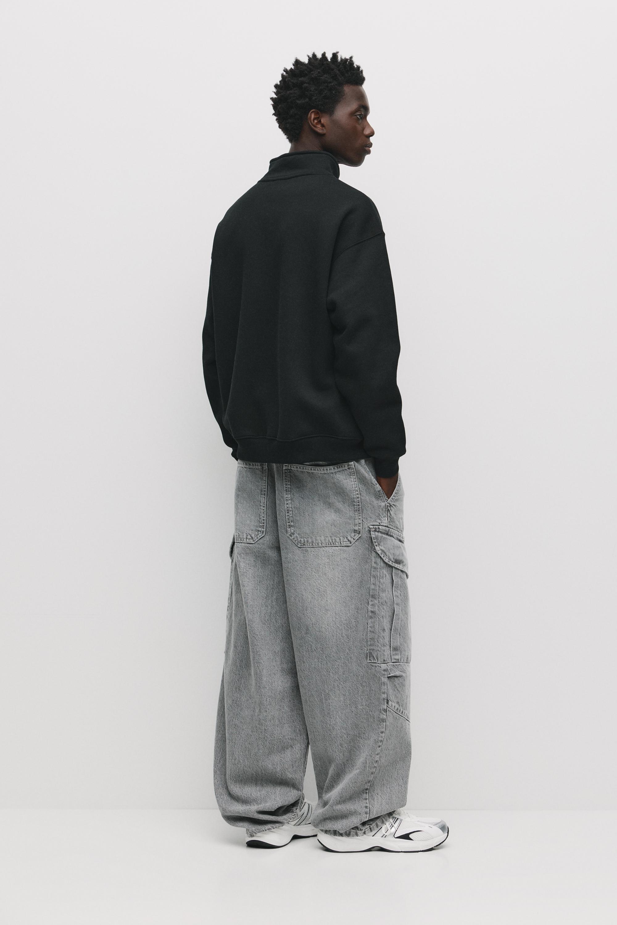 Basic quarter-zip sweatshirt — Black