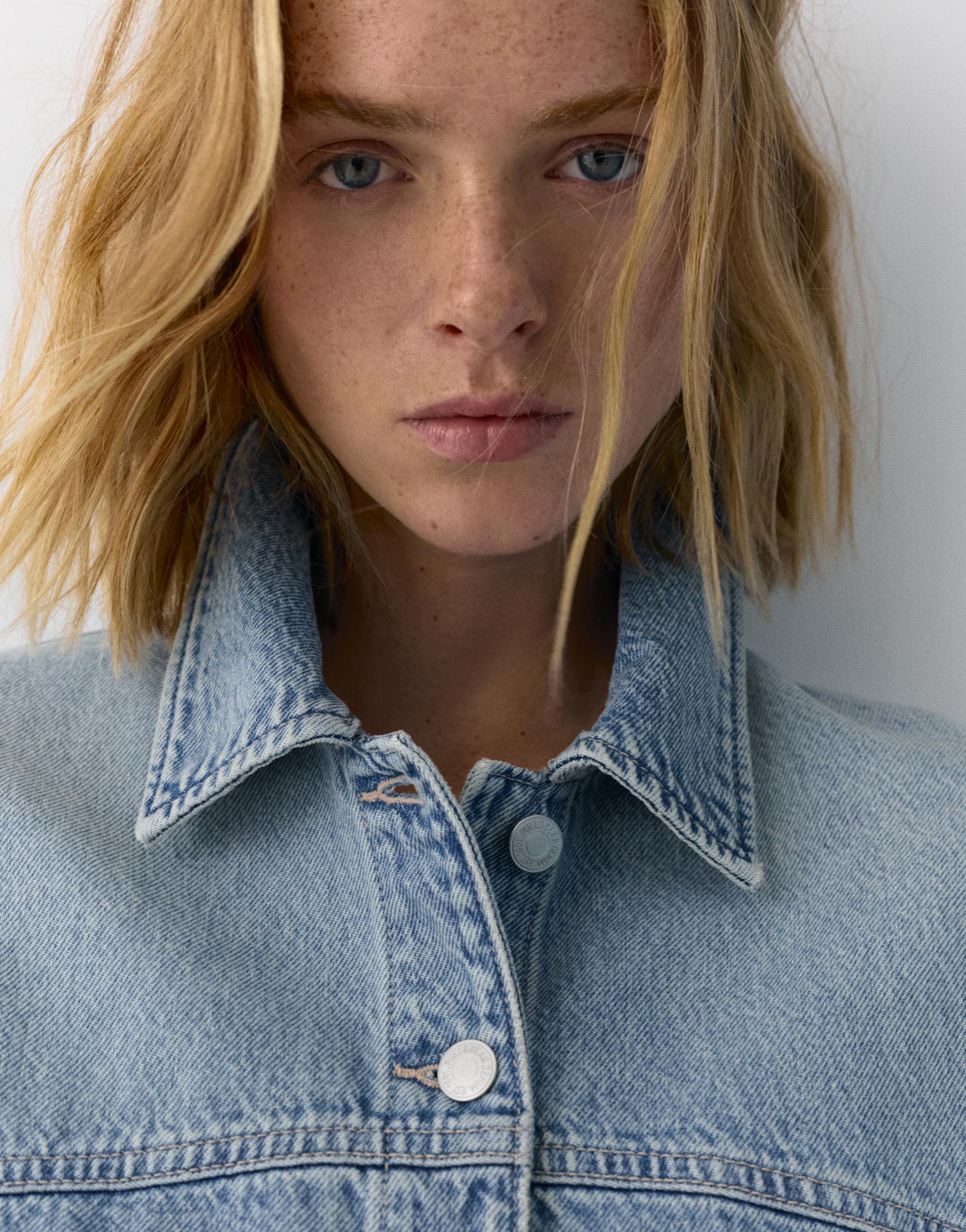 Boxy kesim denim ince ceket - Görsel 13