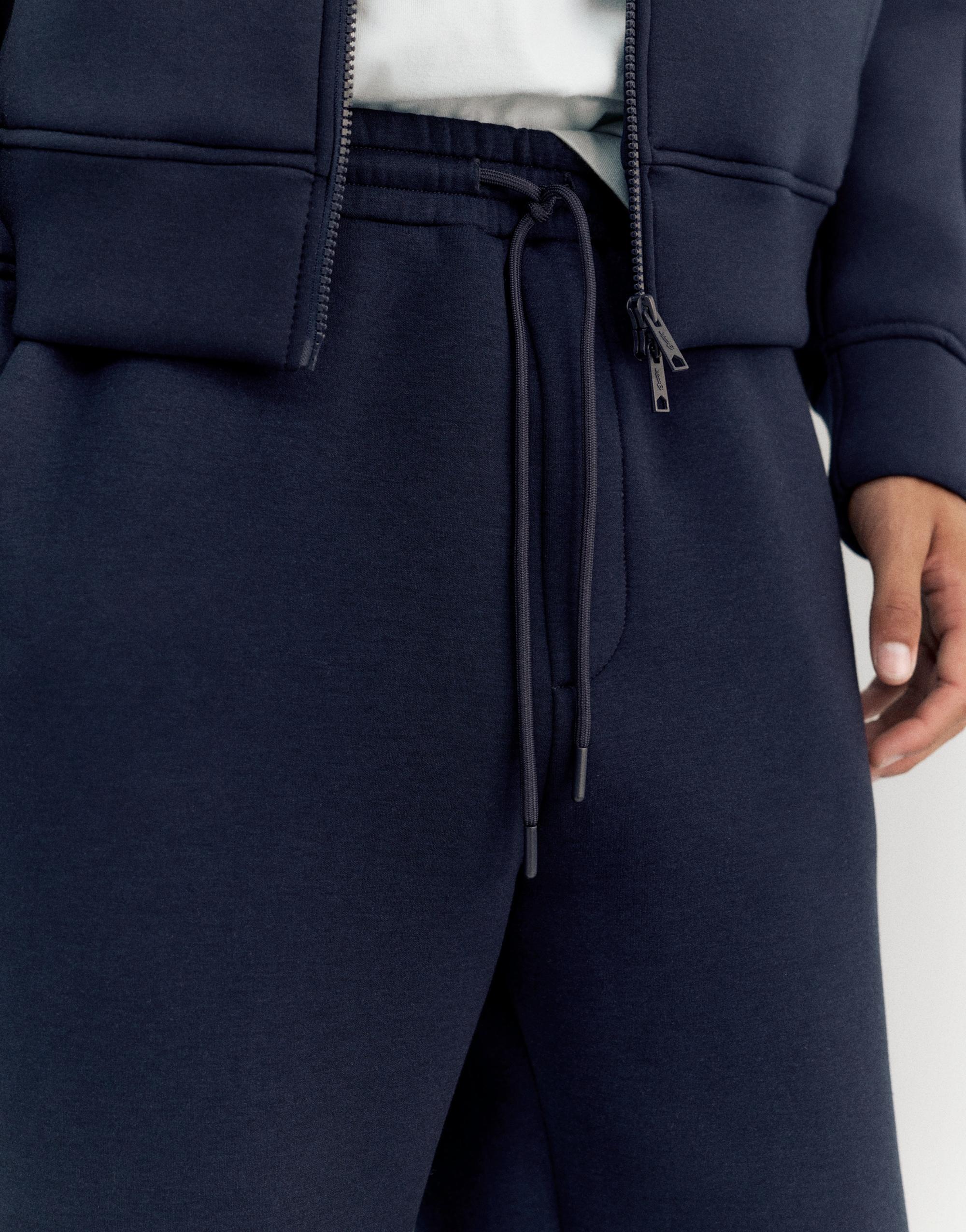 Neoprene-effect baggy trousers — Navy