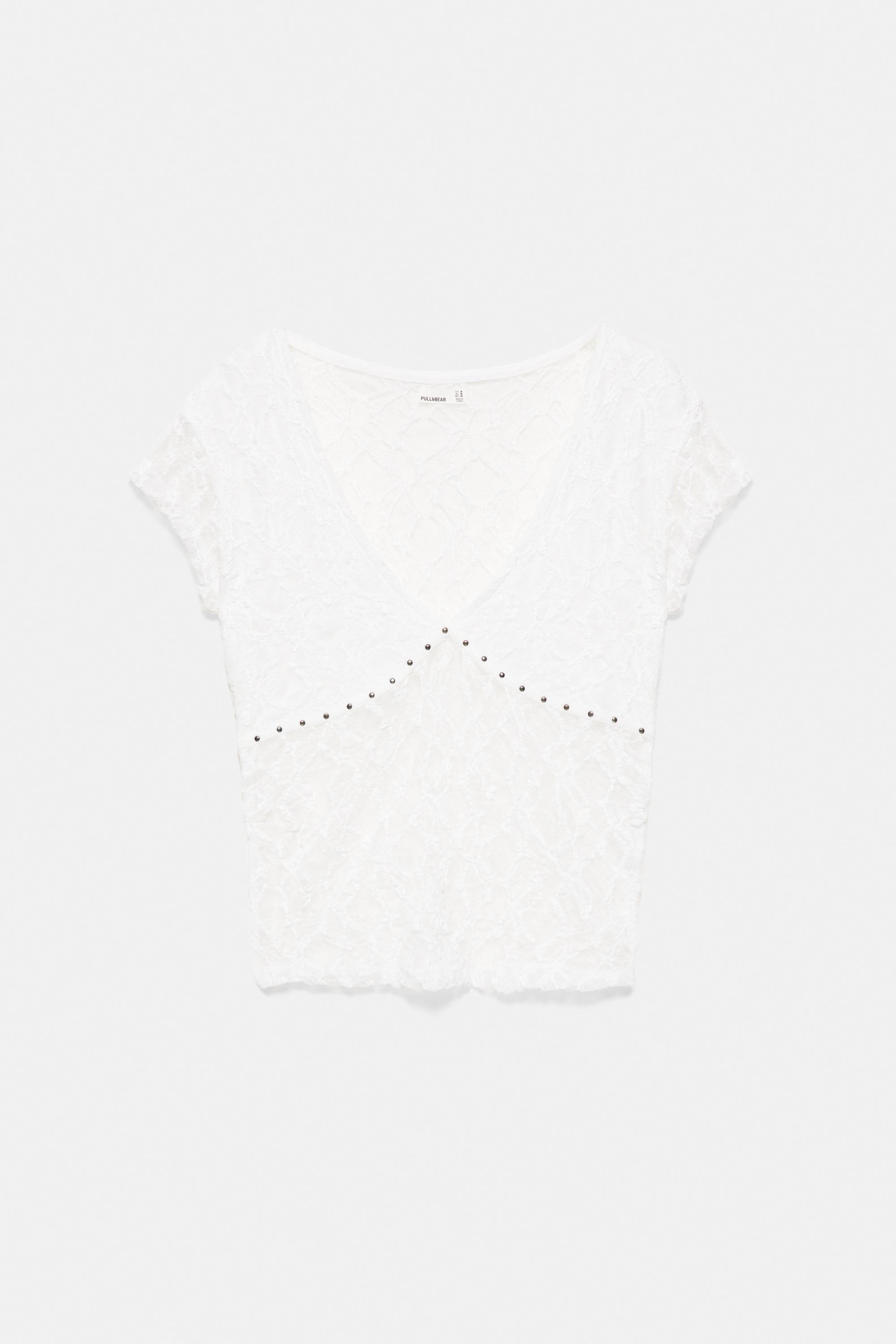 Studded lace T-shirt — White