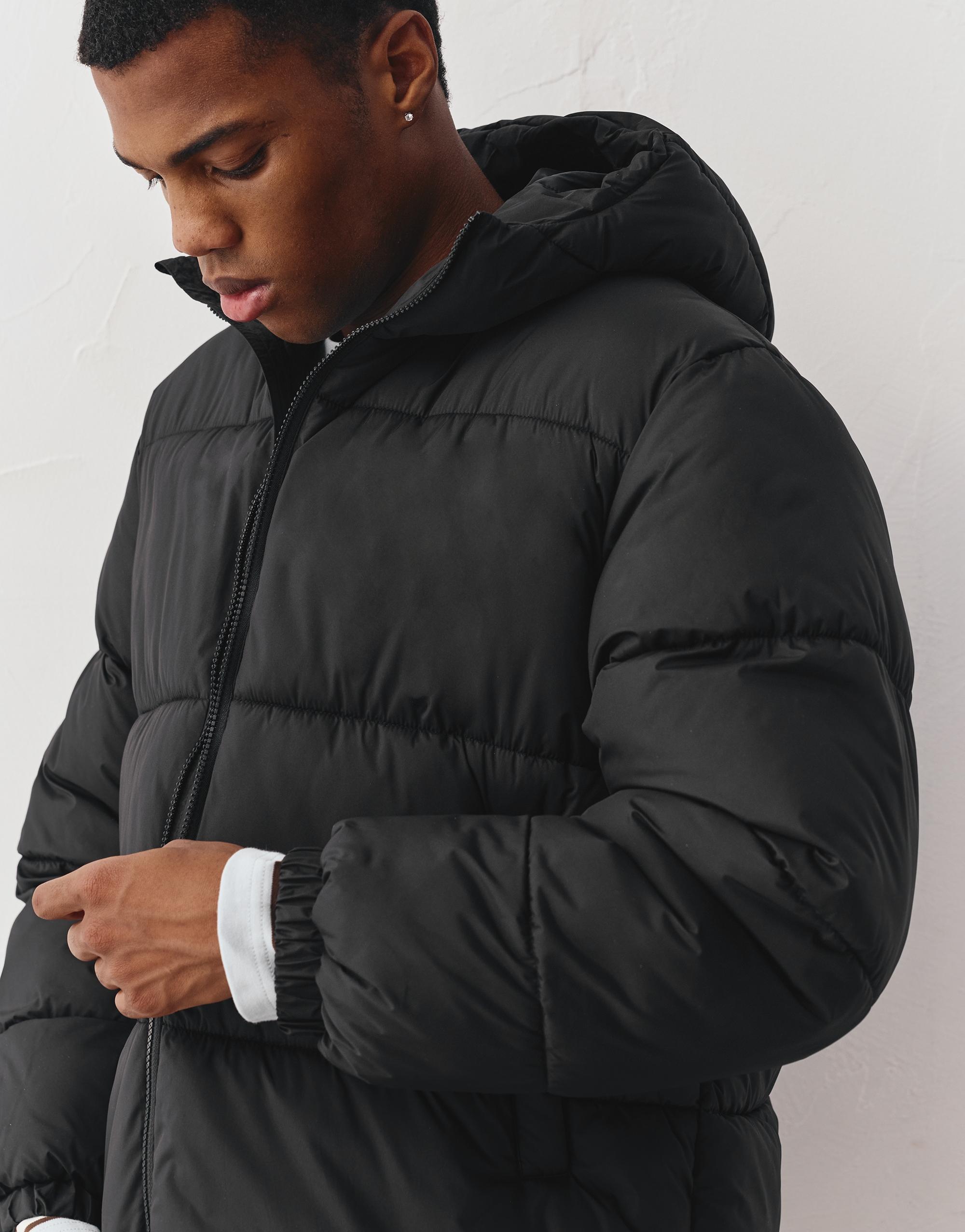 Padded jacket with hood — Black