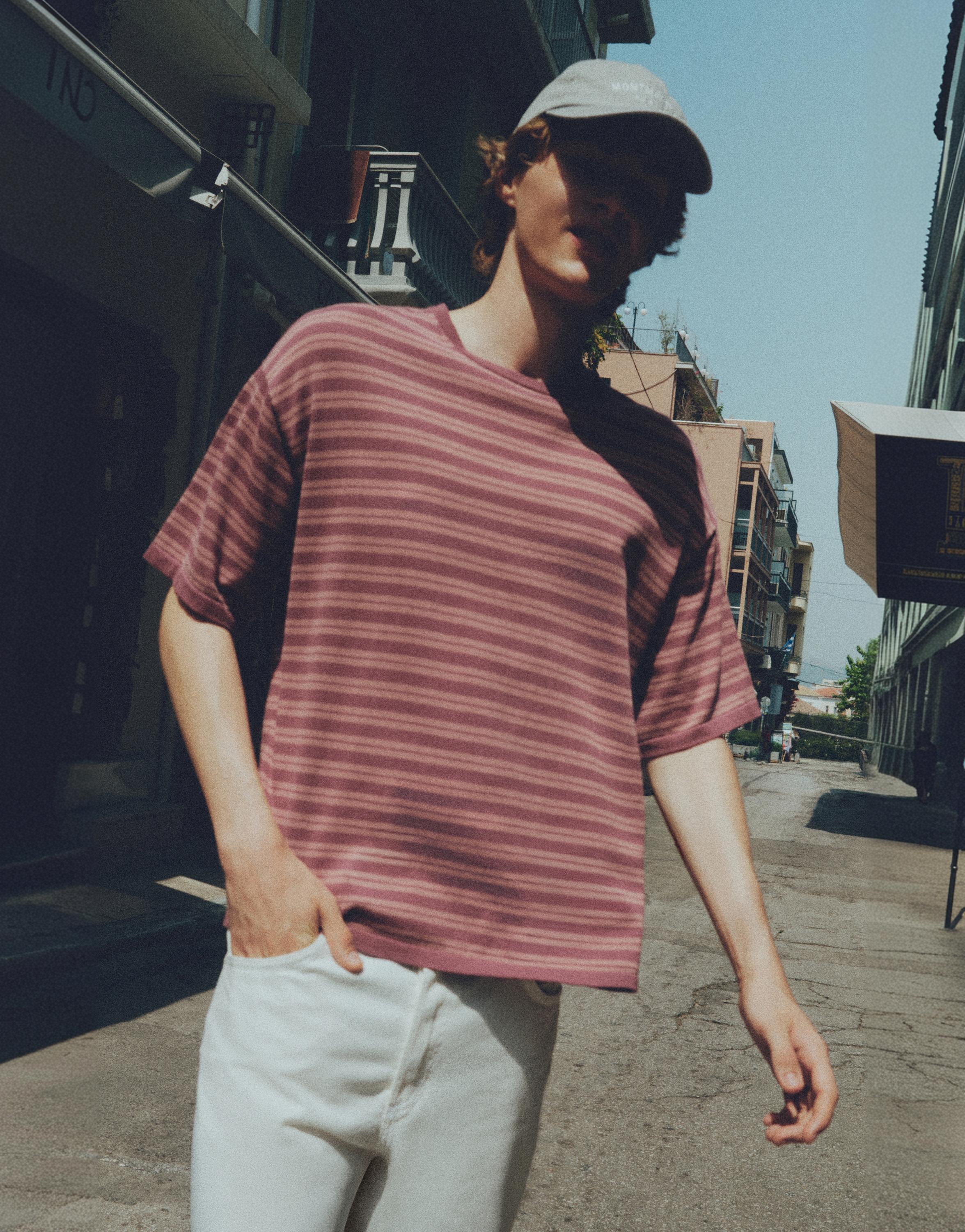 Striped knit T-shirt — Purple