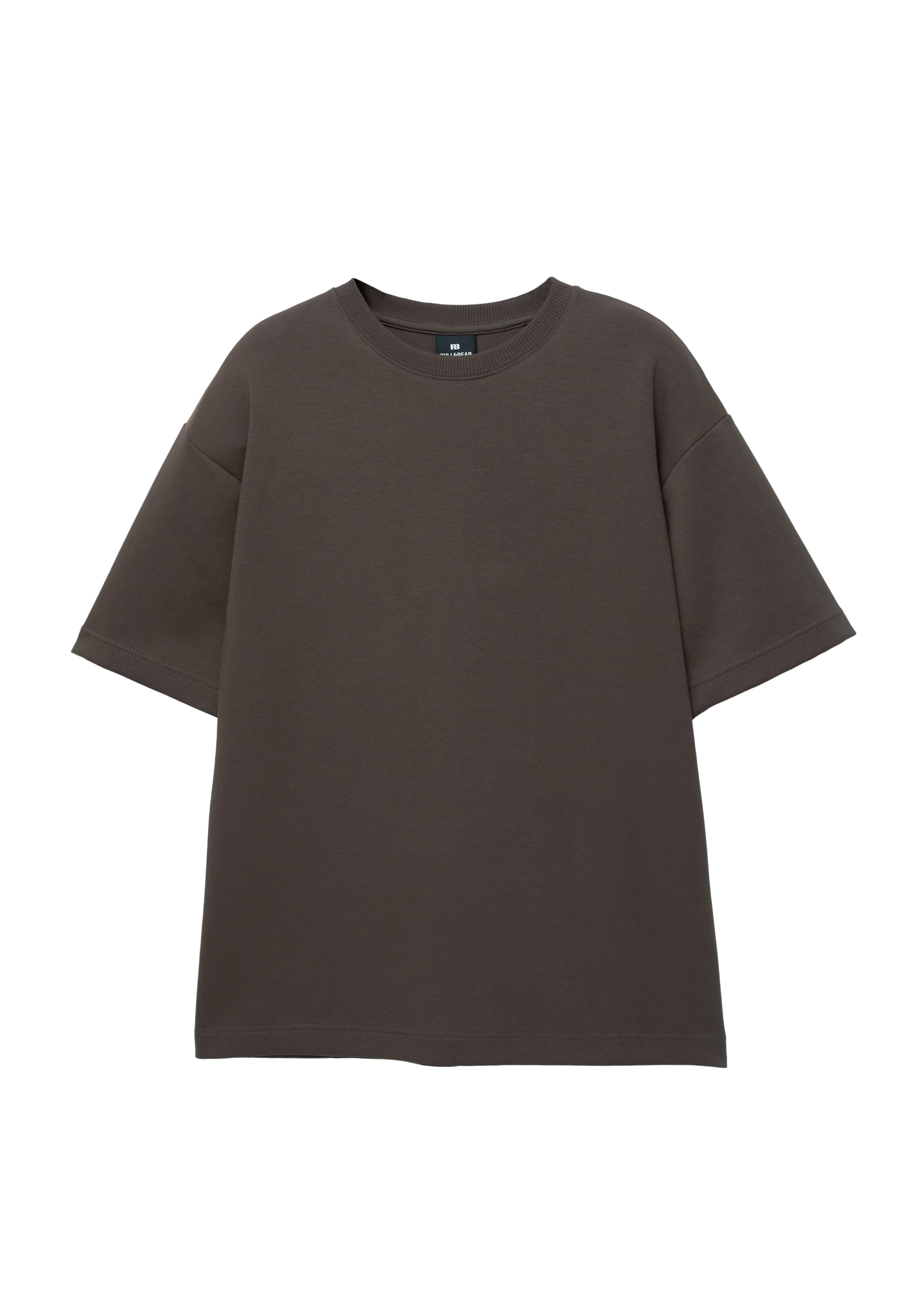 Basic short sleeve sweatshirt — Pale brown