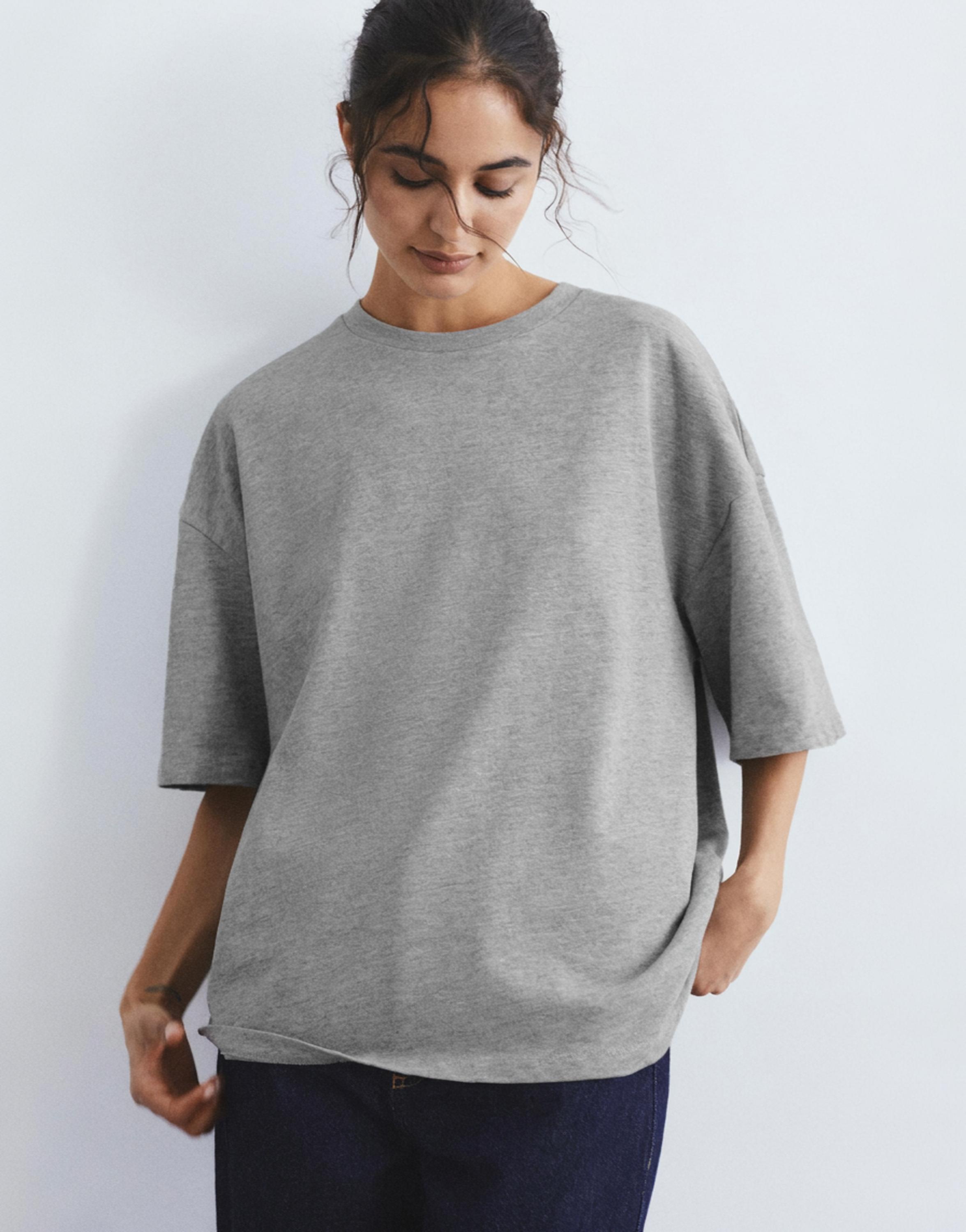 Oversize short sleeve T-shirt — Grey marl