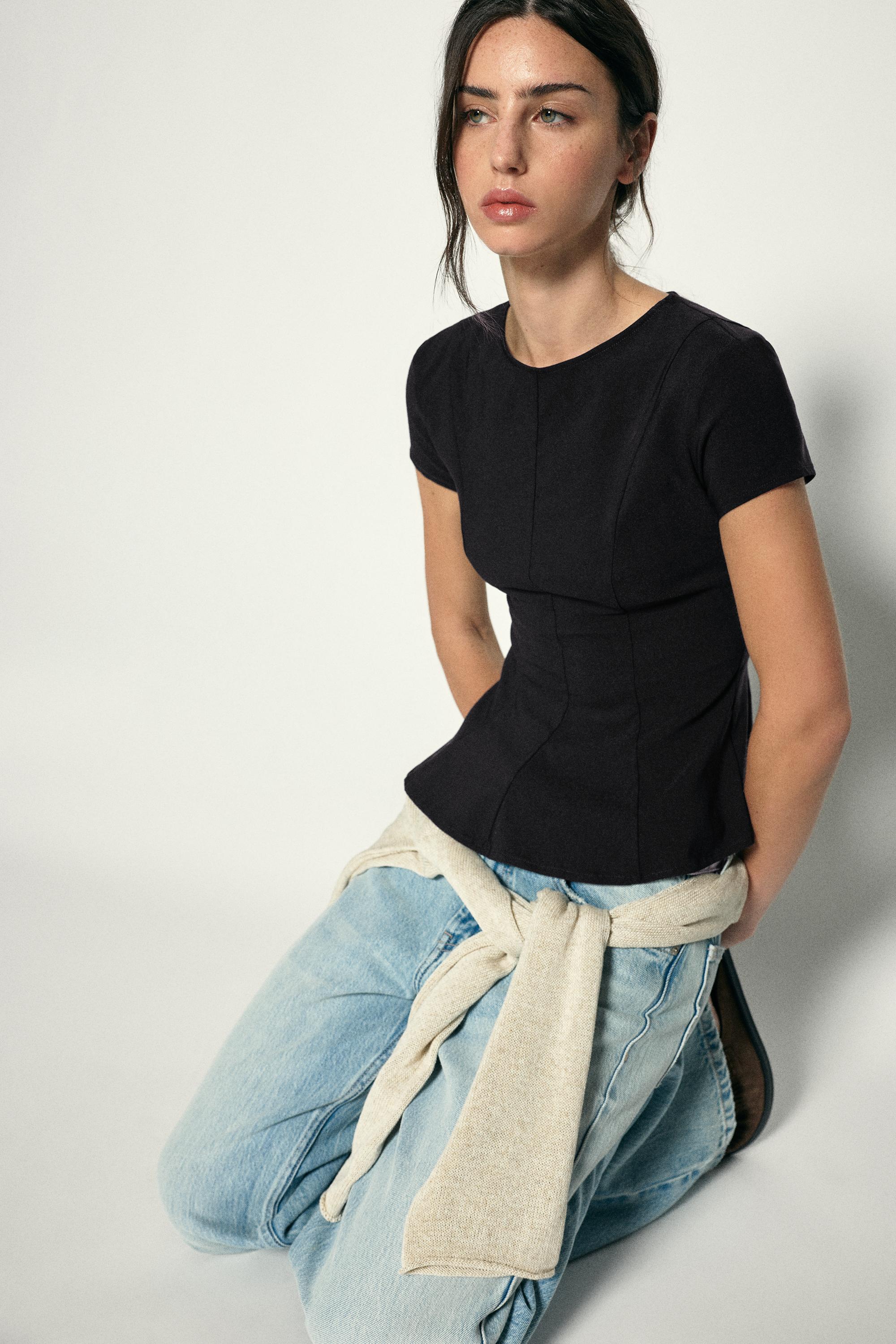 Peplum top — Black