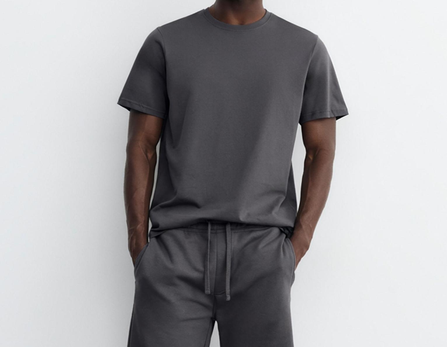Pack of Bermuda jogger shorts and T-shirt — Anthracite grey